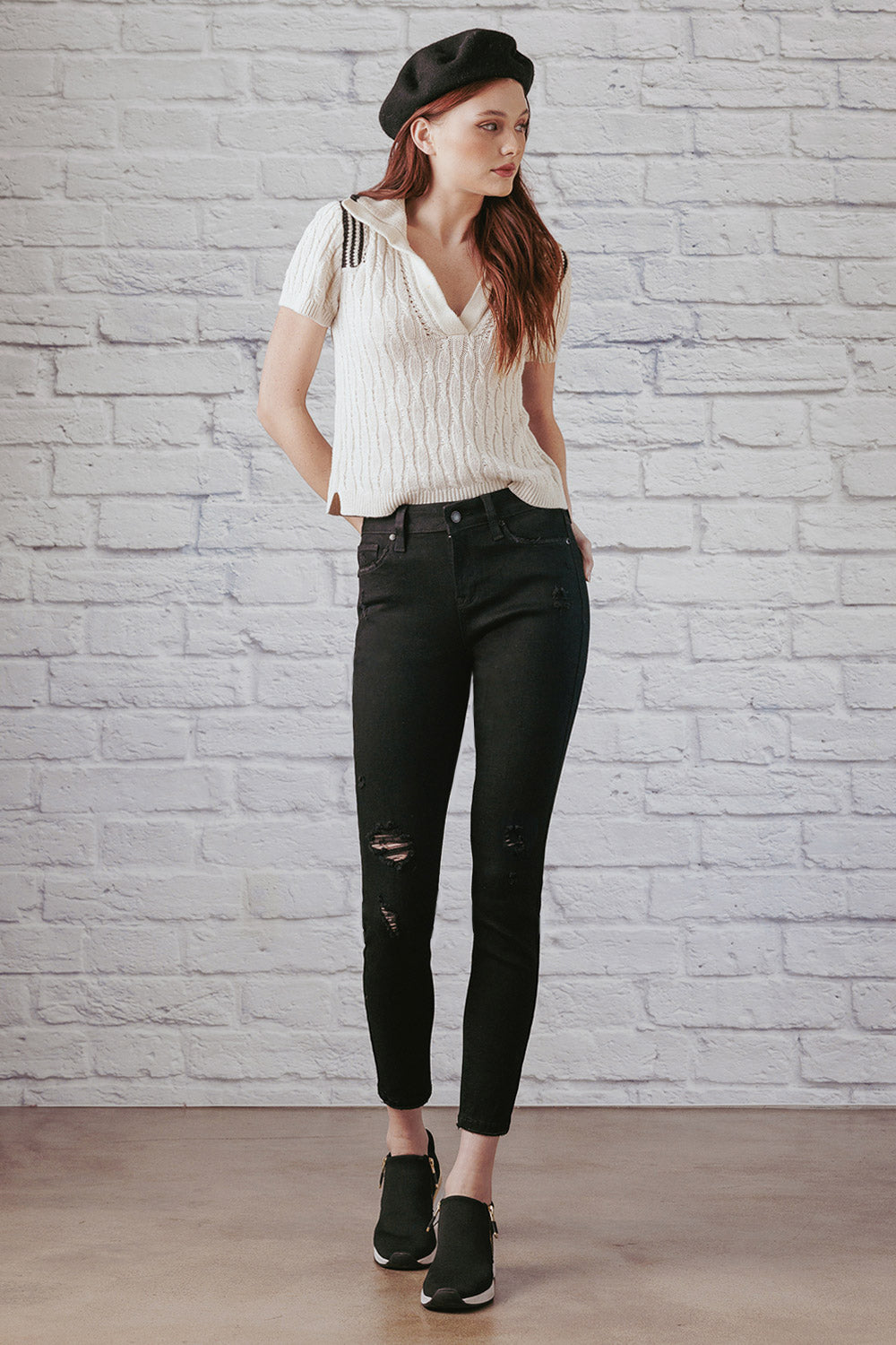WEP3543 BLACK ANKLE SKINNY JEANS