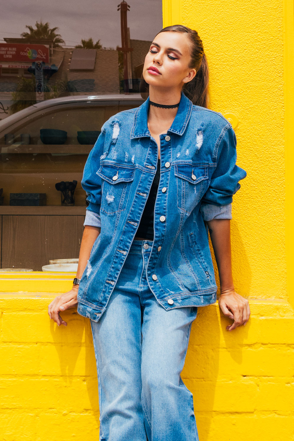 Shop Destructed Oversized Denim Jacket – Shop ENJEAN