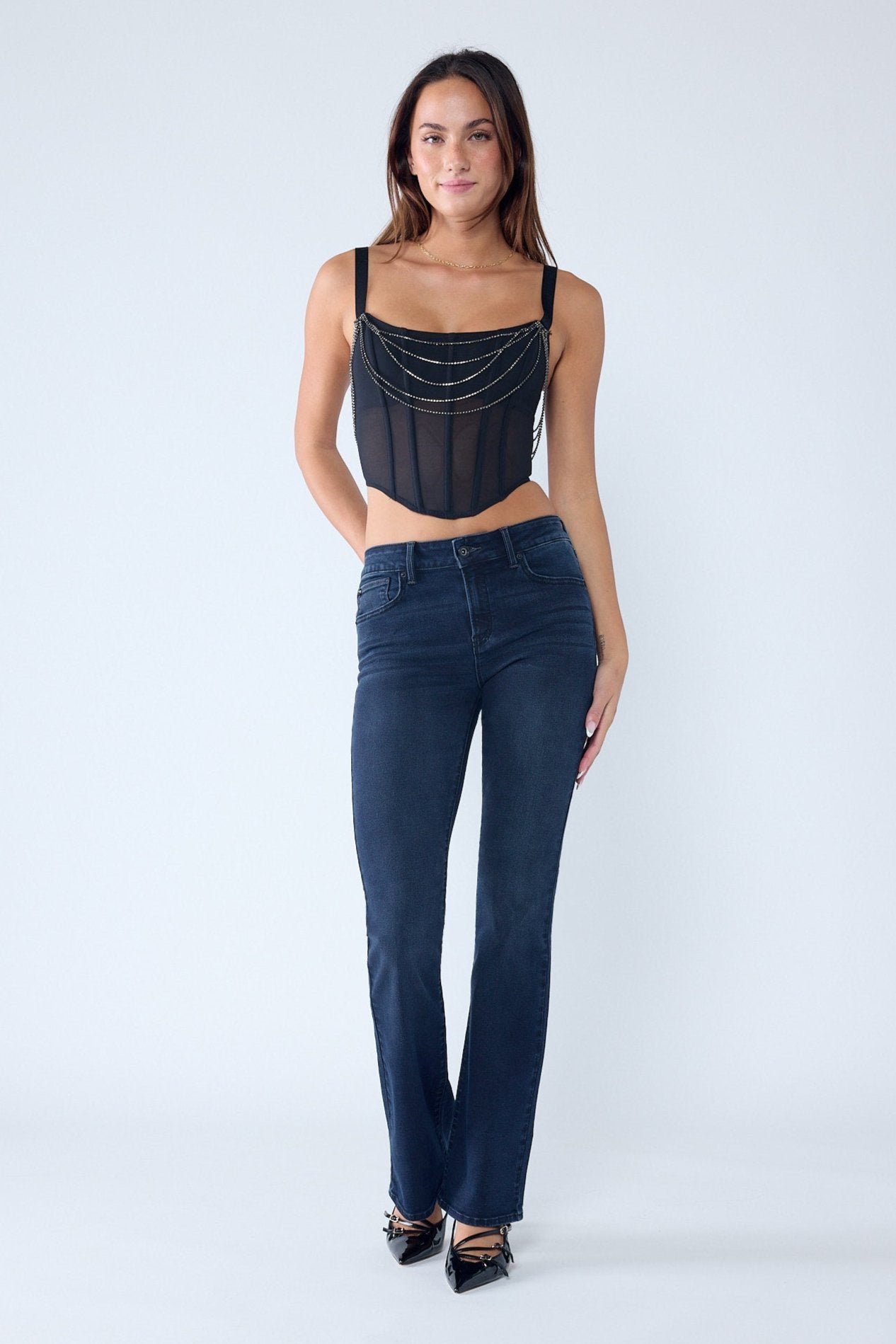 High Rise Bootcut Jeans with Black Tint 3