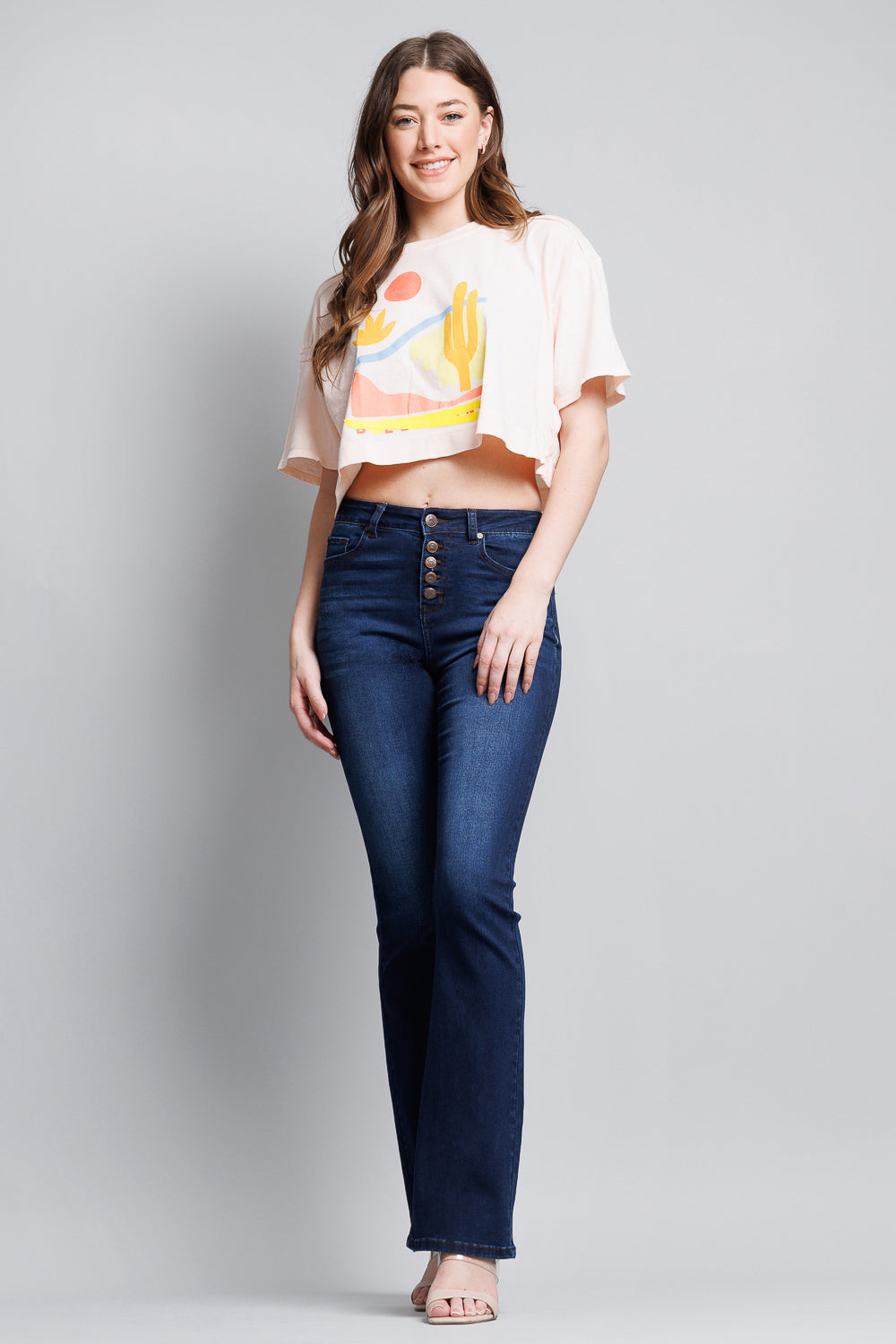WEP3343 High Waisted Boot Cut Jeans