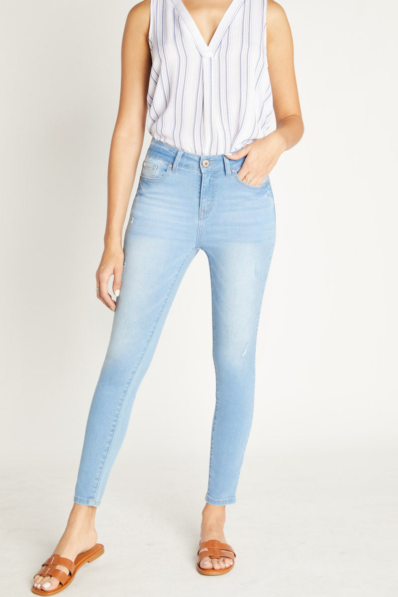 High Rise Ankle Skinny in Faded Wash Jeans