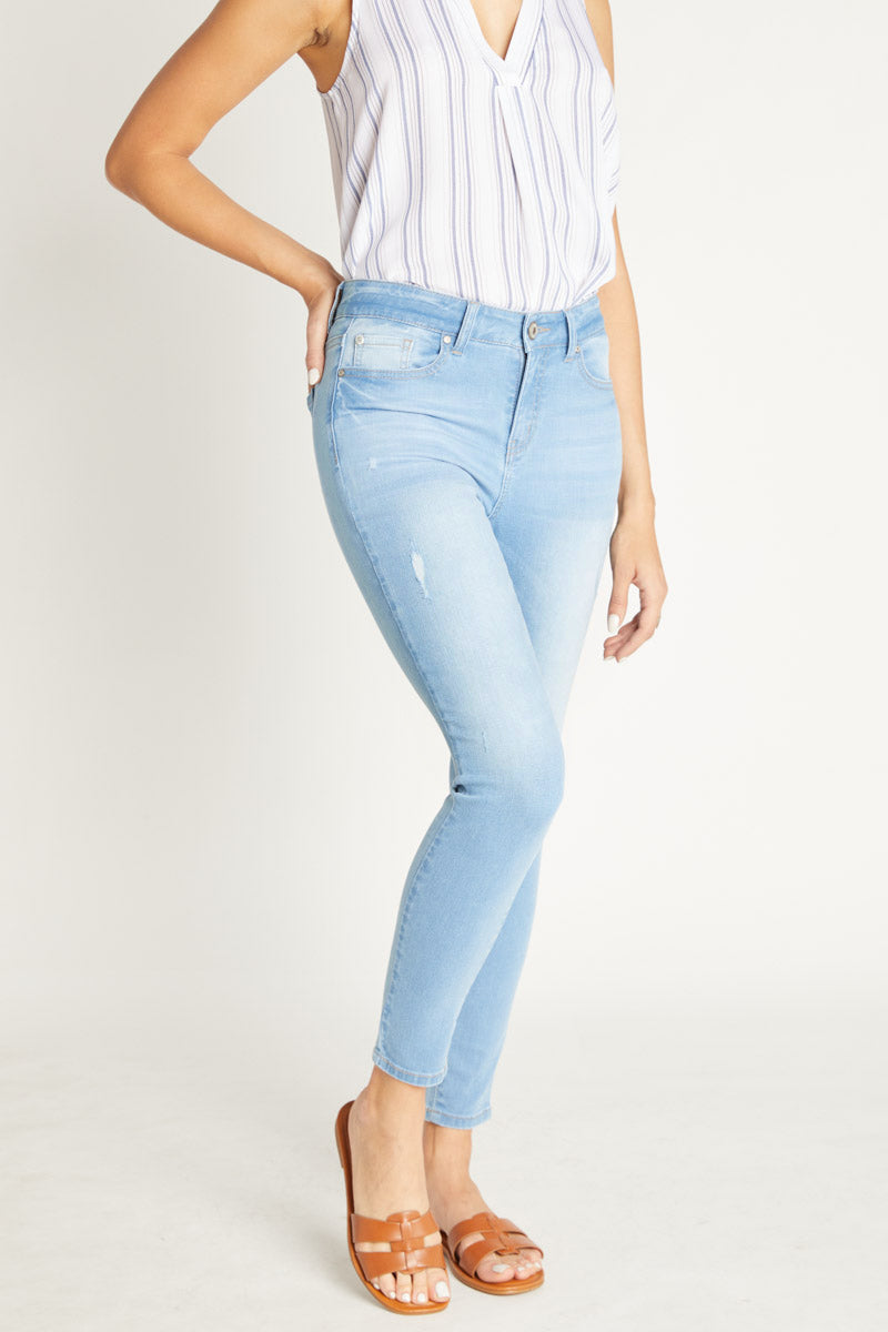 High Rise Ankle Skinny in Faded Wash Jeans