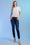 Wide Waist Banded 3-Button Push Up Ankle Skinny
