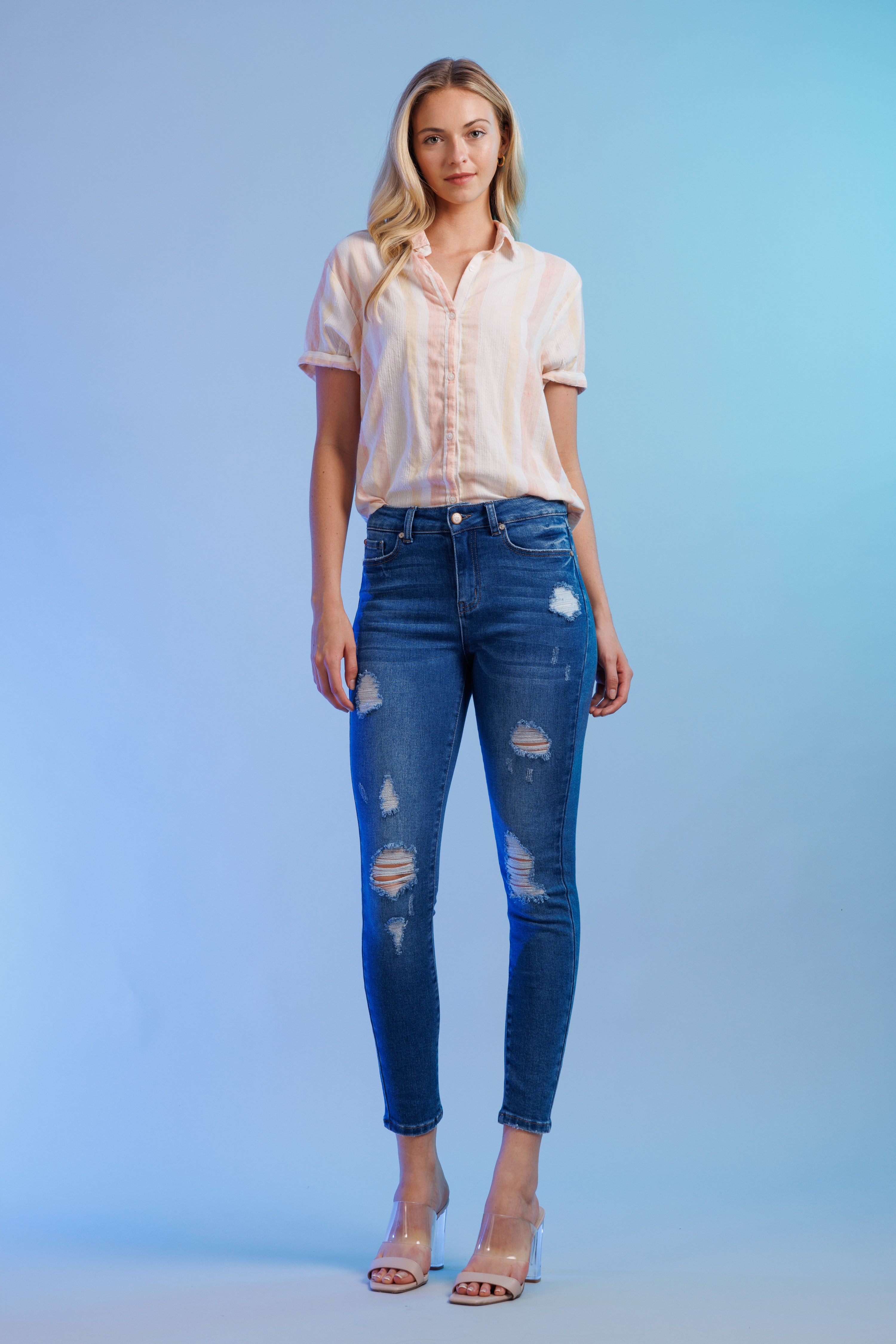 Authentic High Rise Destructed Skinny