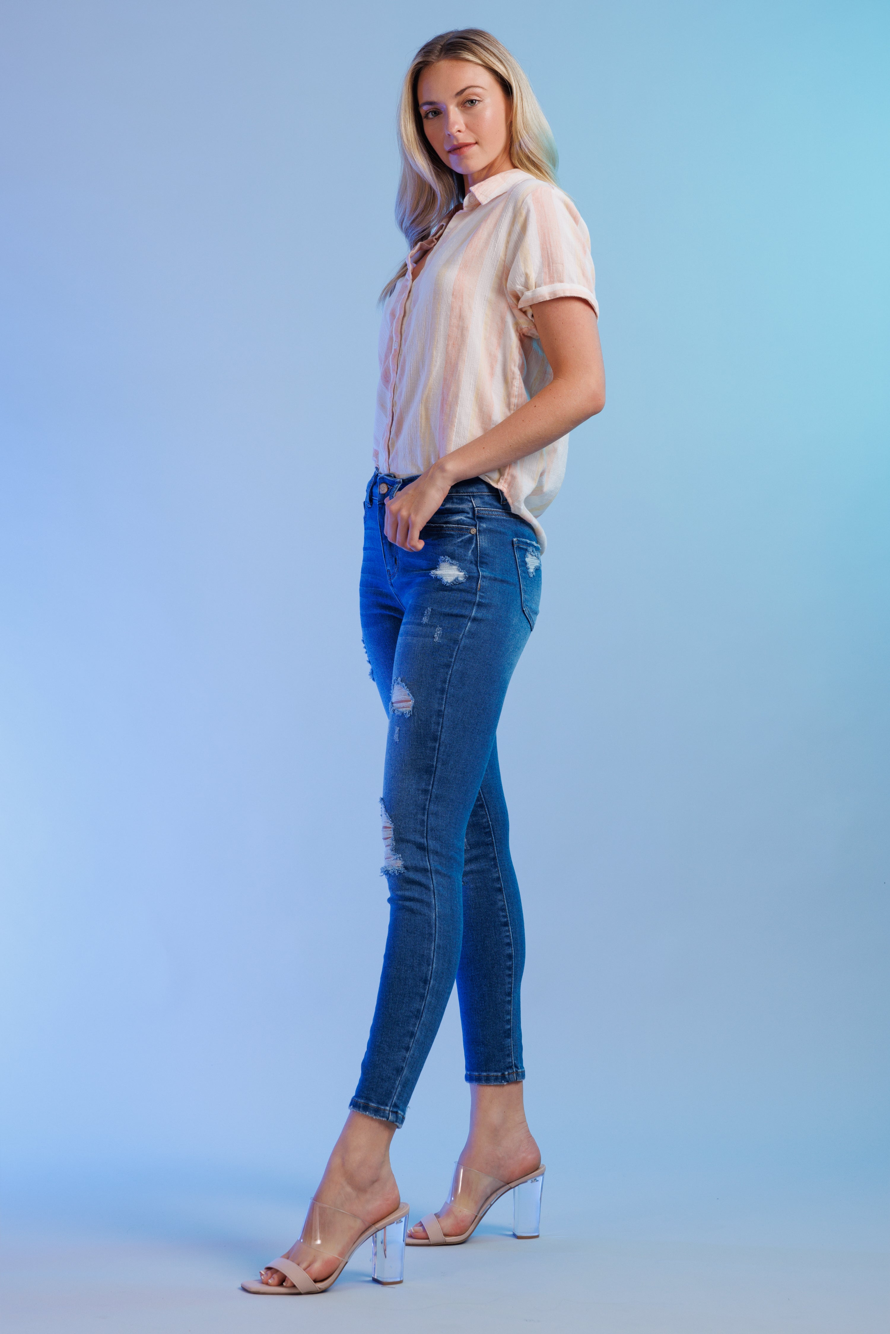 Authentic High Rise Destructed Skinny
