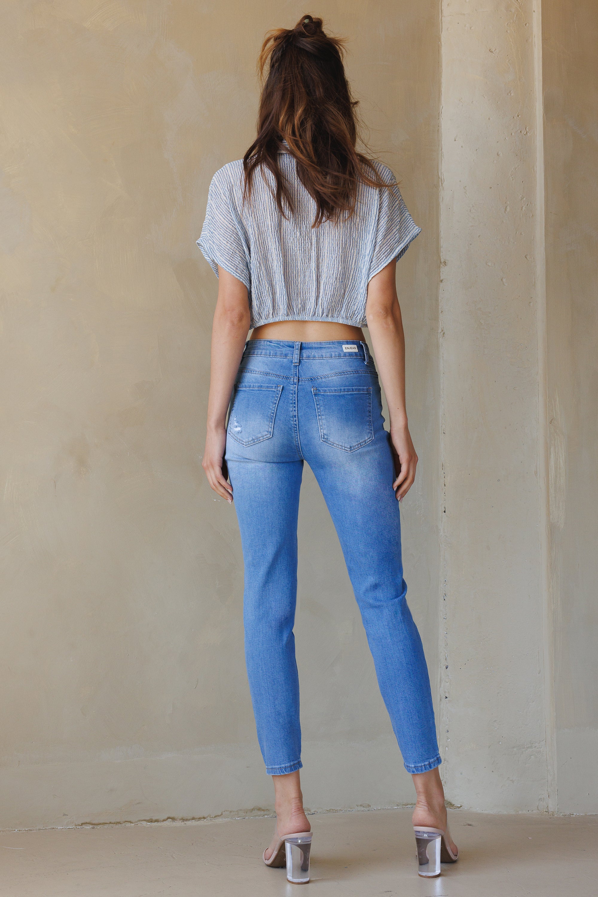 High Rise Heavy Destructed Ankle Skinny