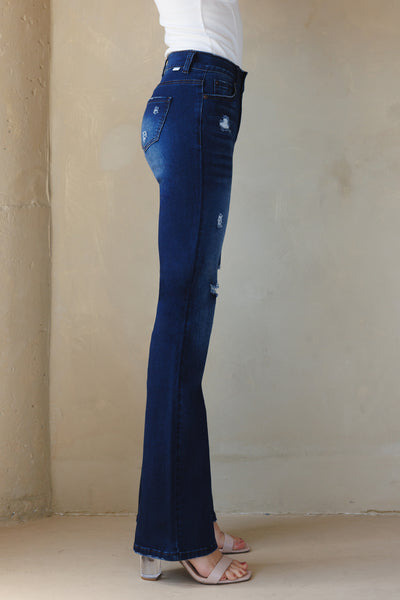 High Waisted Slim Bootcut Jeans