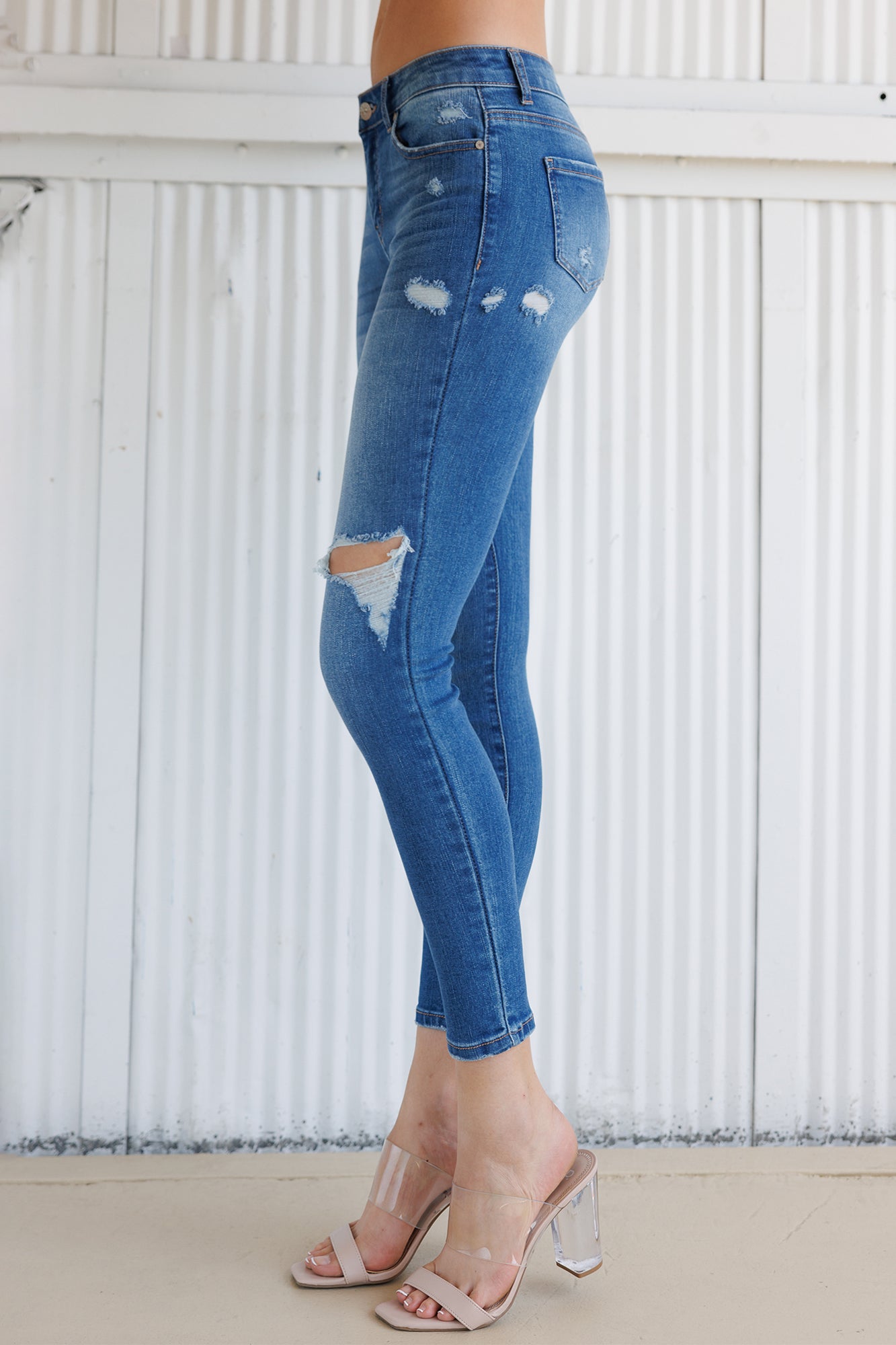 Shop High Rise Destructed Ankle Skinny Jeans โ Shop ENJEAN
