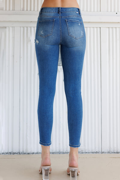 High Rise Destructed Ankle Skinny
