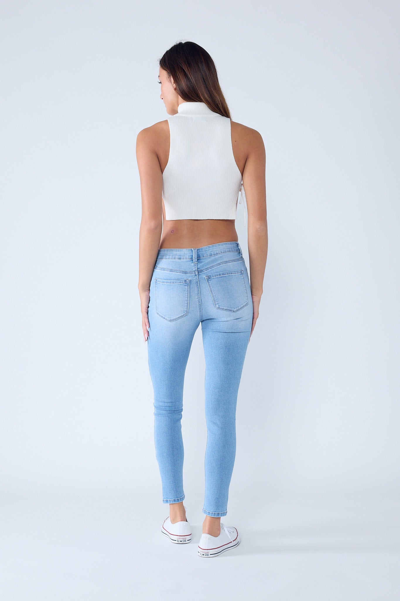 Puntada de 2 tonos con canesú trasero dividido Tobillo ajustado