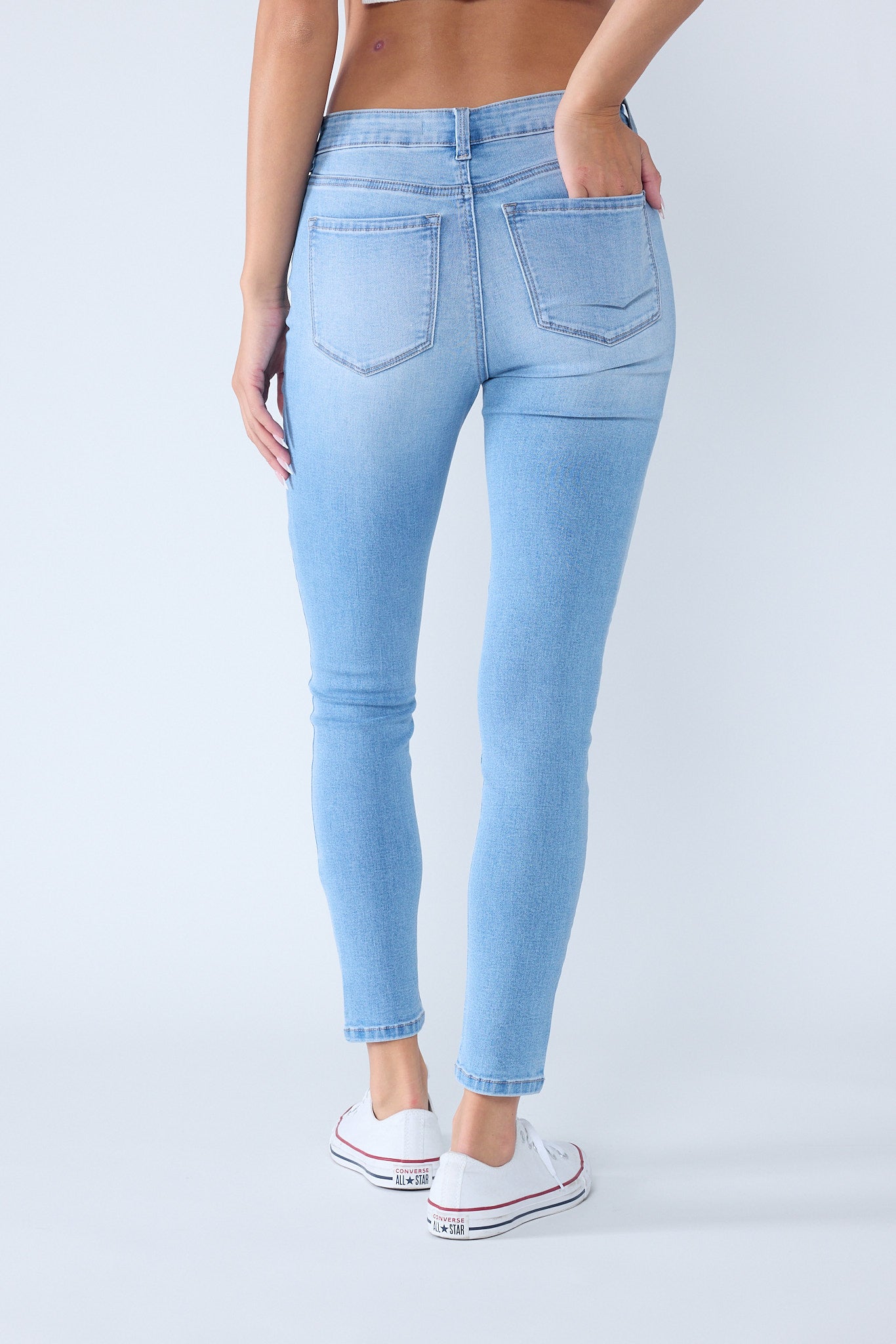 Puntada de 2 tonos con canesú trasero dividido Tobillo ajustado