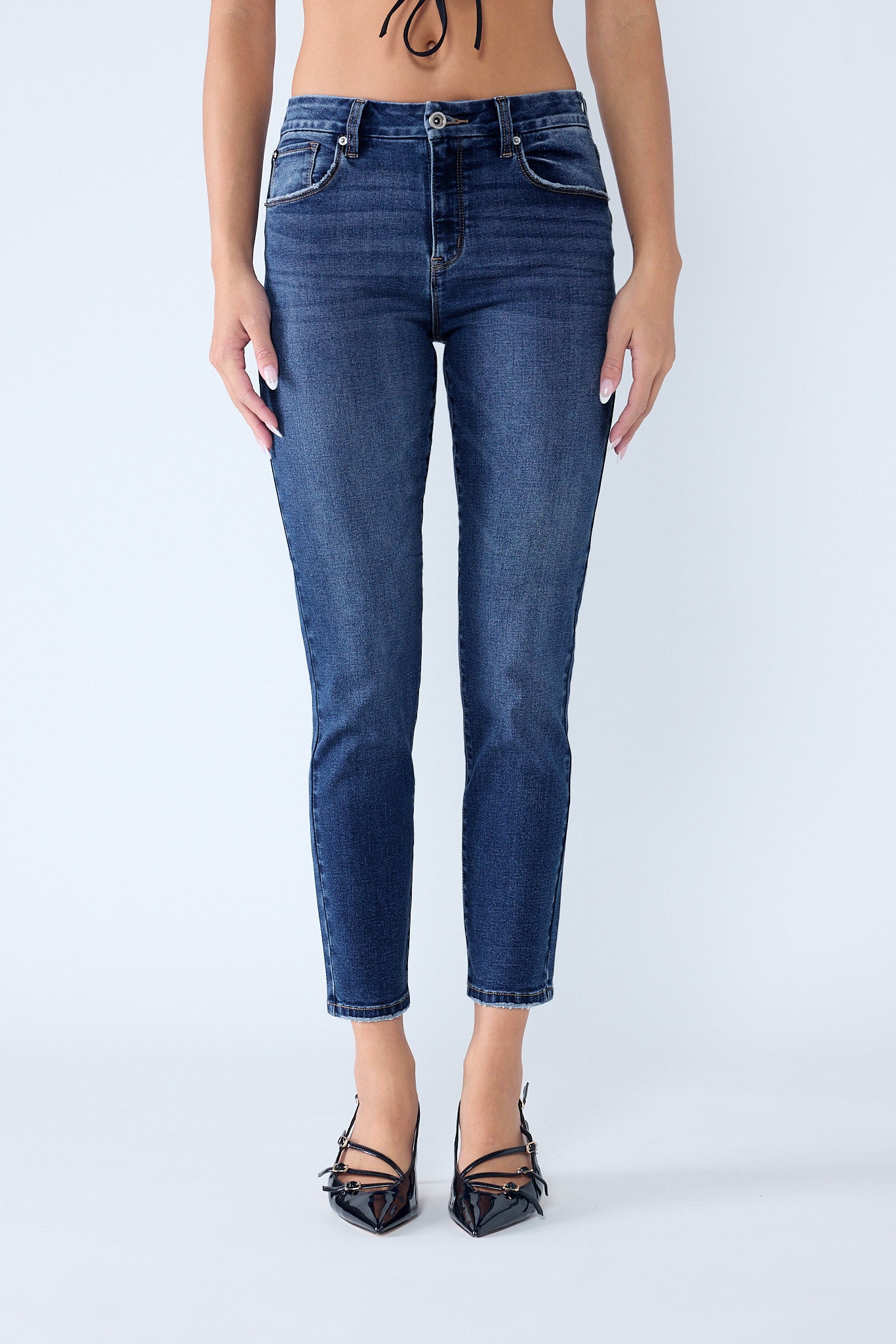 High Rise Stone Wash Classic Skinny Jeans