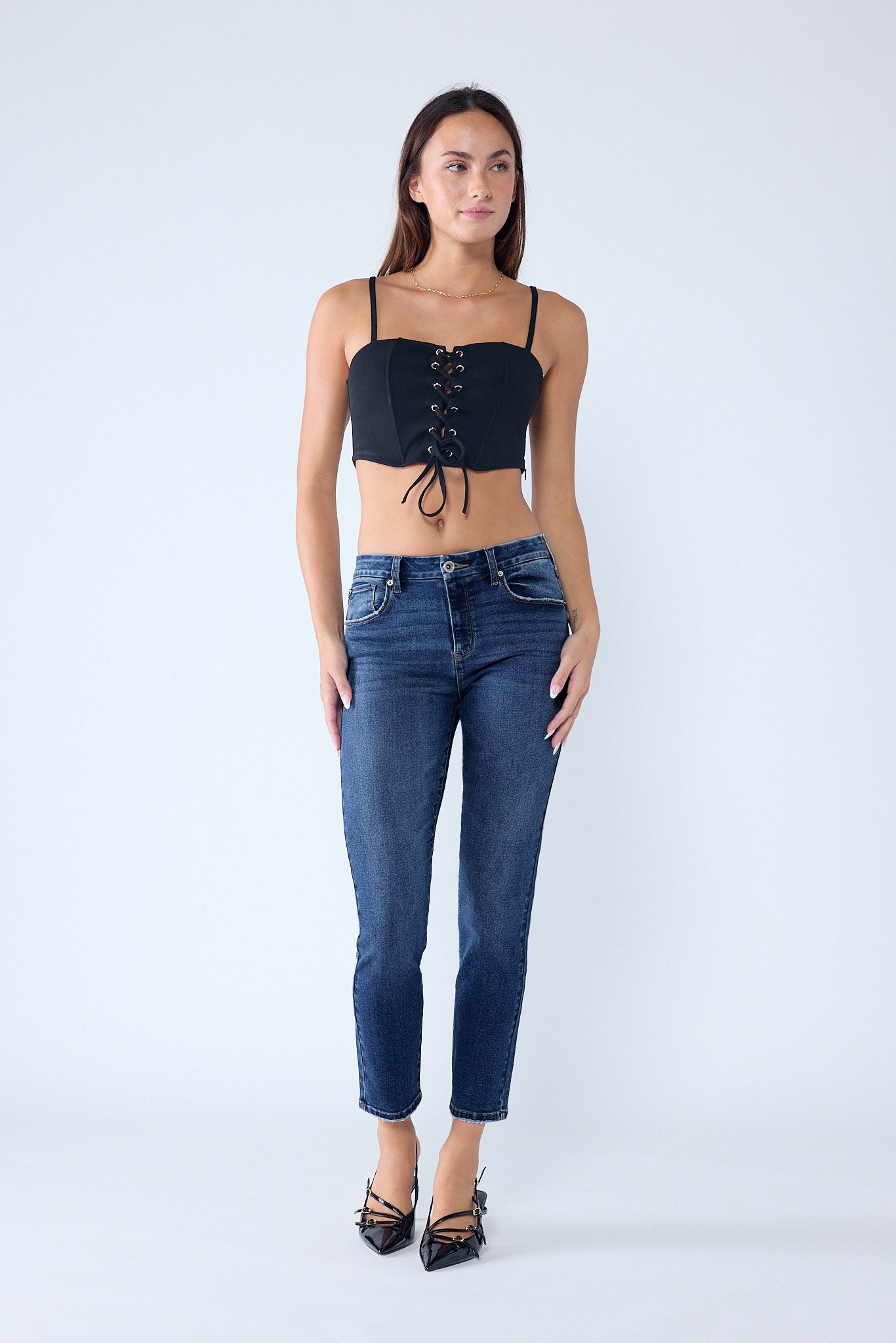 High Rise Stone Wash Classic Skinny Jeans