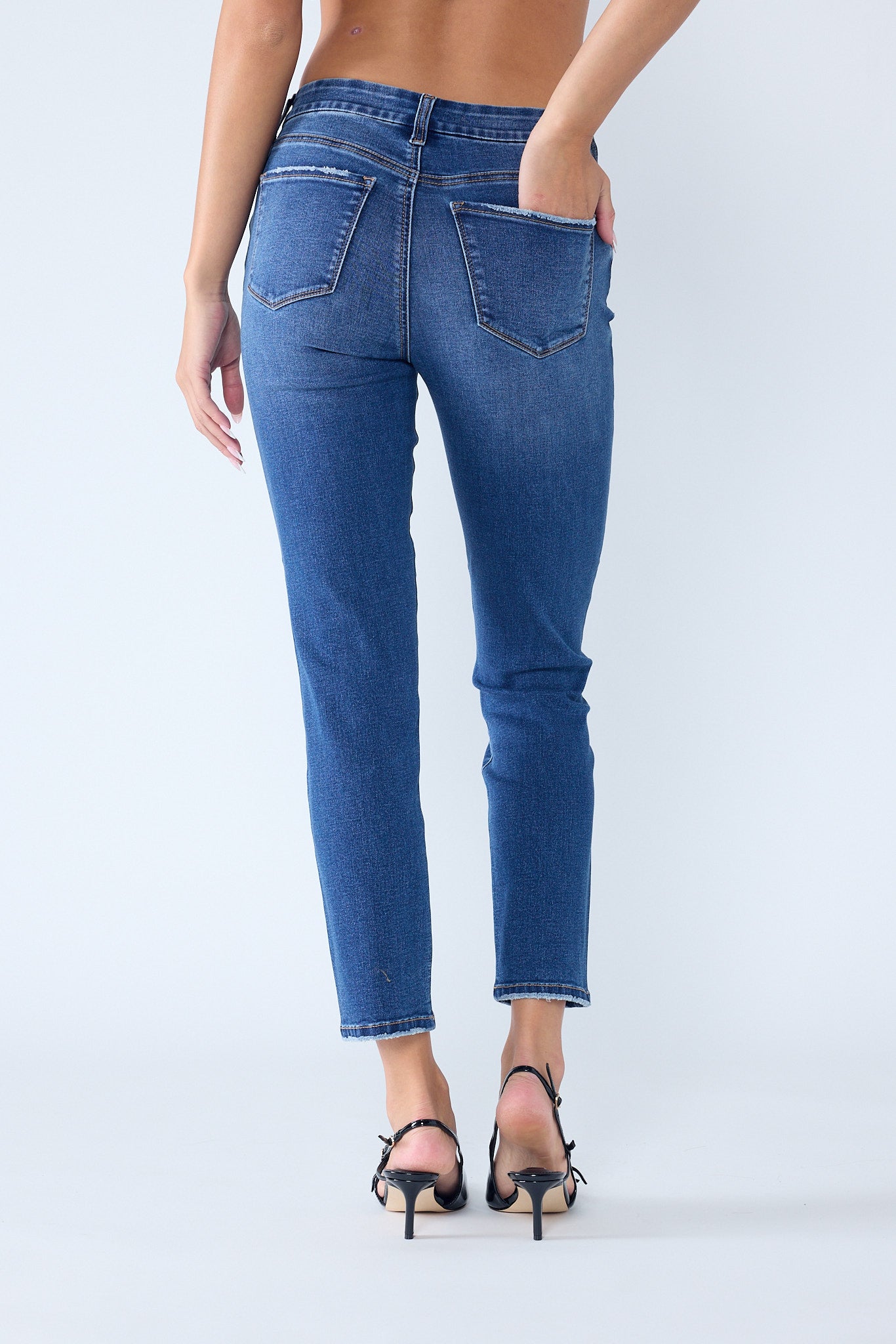 High Rise Stone Wash Classic Skinny Jeans