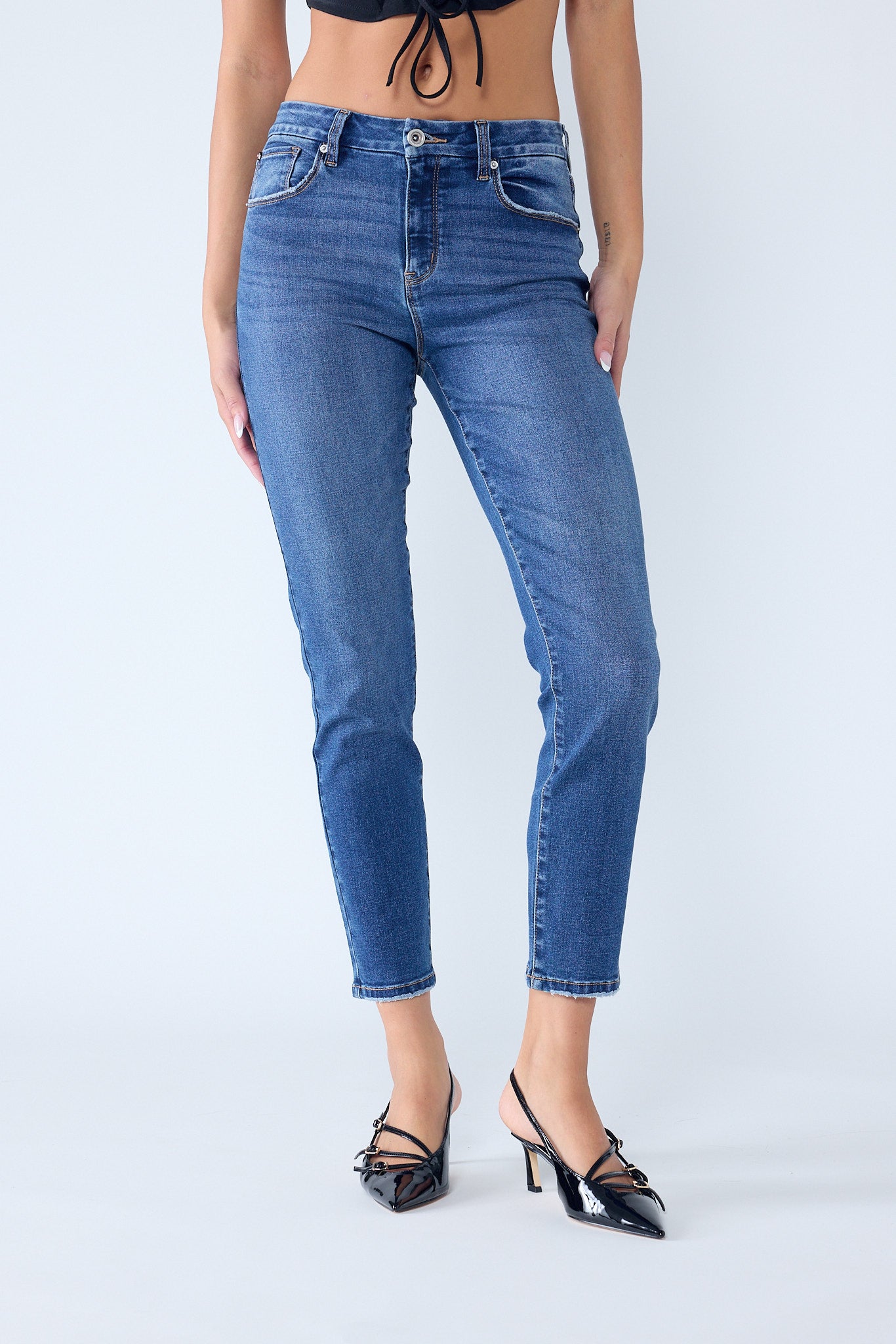 High Rise Stone Wash Classic Skinny Jeans