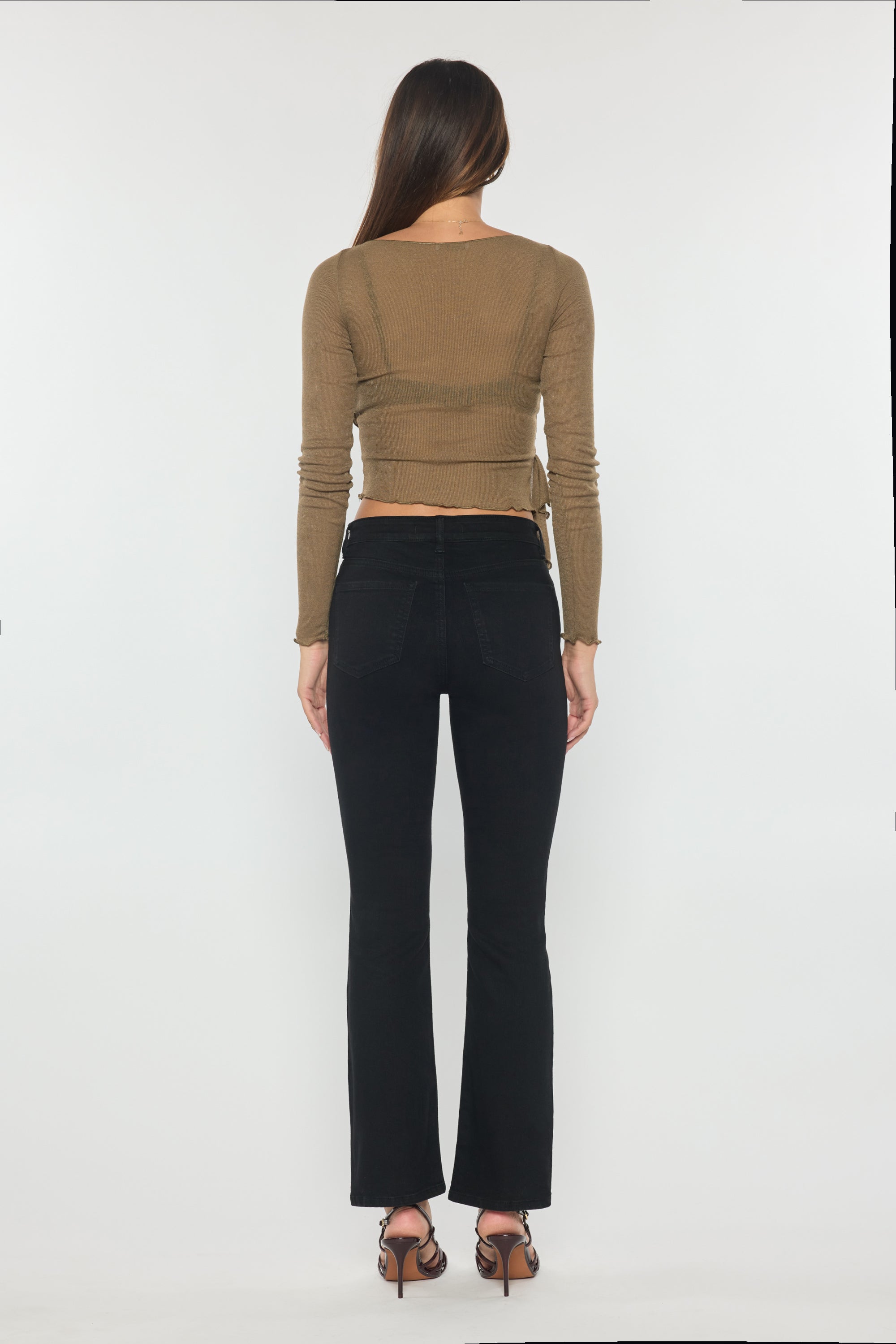 Black High Rise Slim Bootcut With Gentle Wash