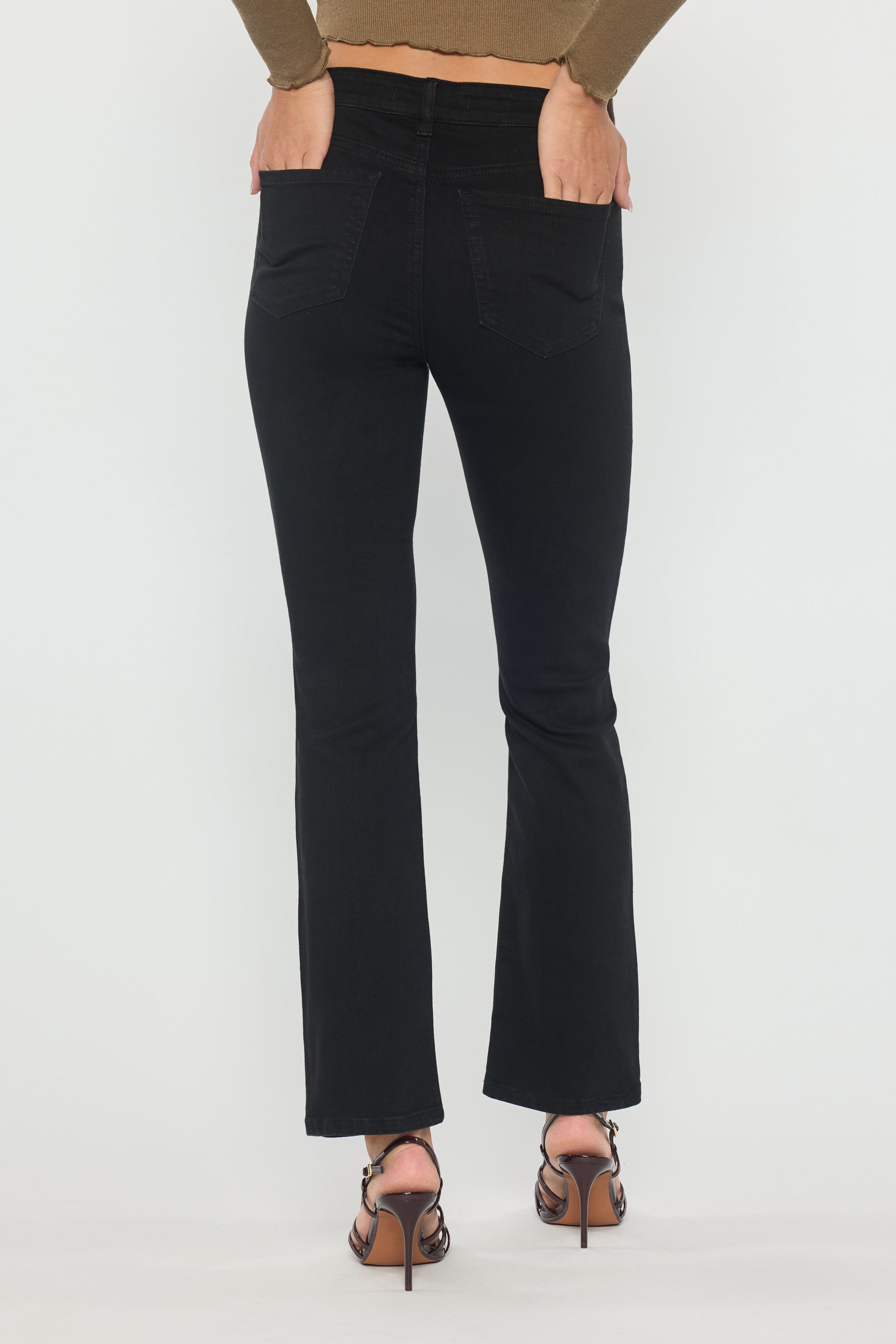 Black High Rise Slim Bootcut With Gentle Wash