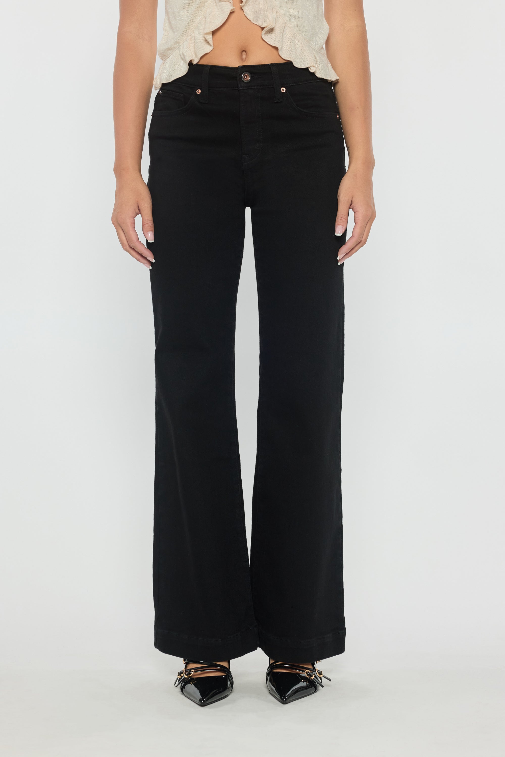 High Rise Wide Leg Heavy Weight premium Black fabric