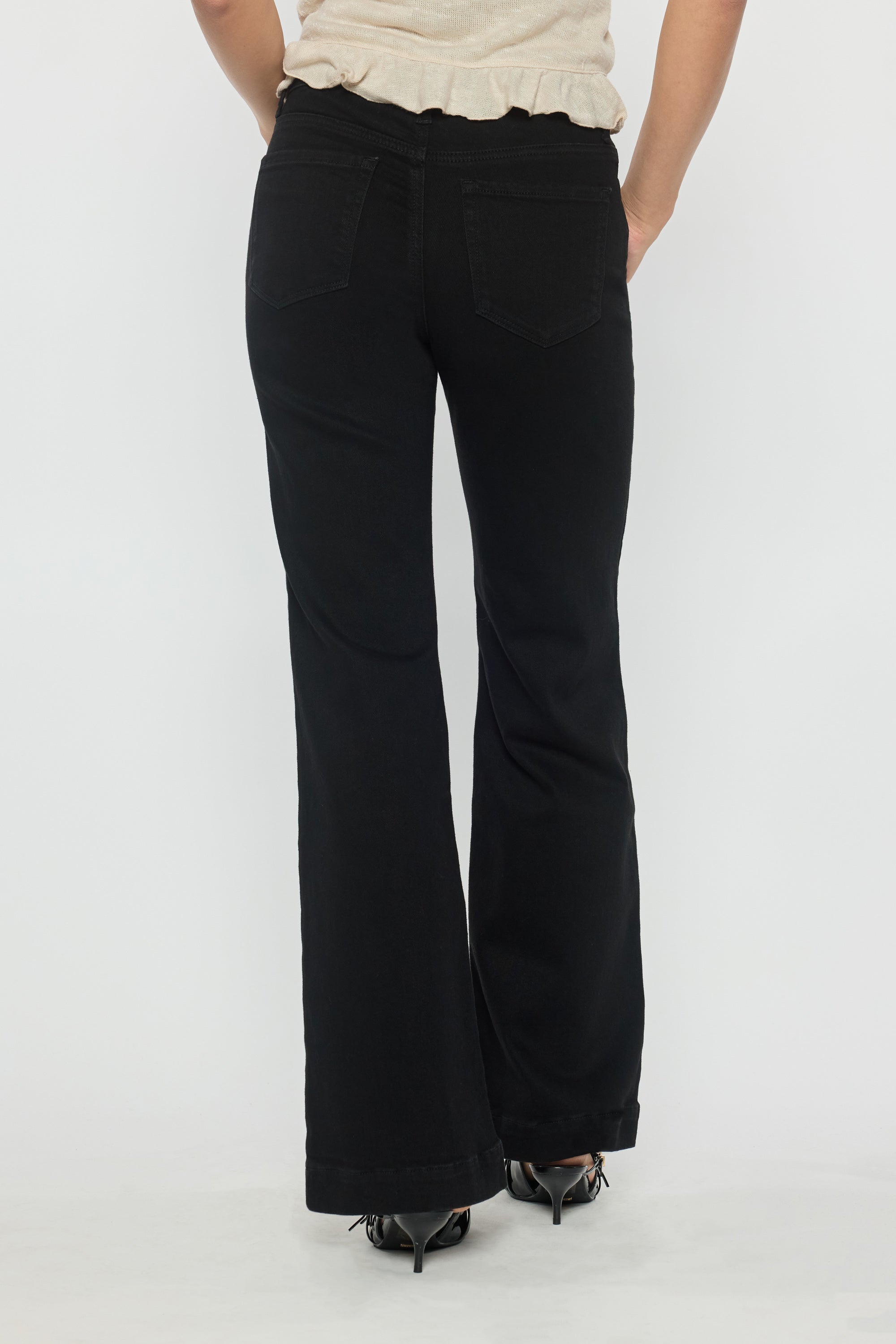 High Rise Wide Leg Heavy Weight premium Black fabric