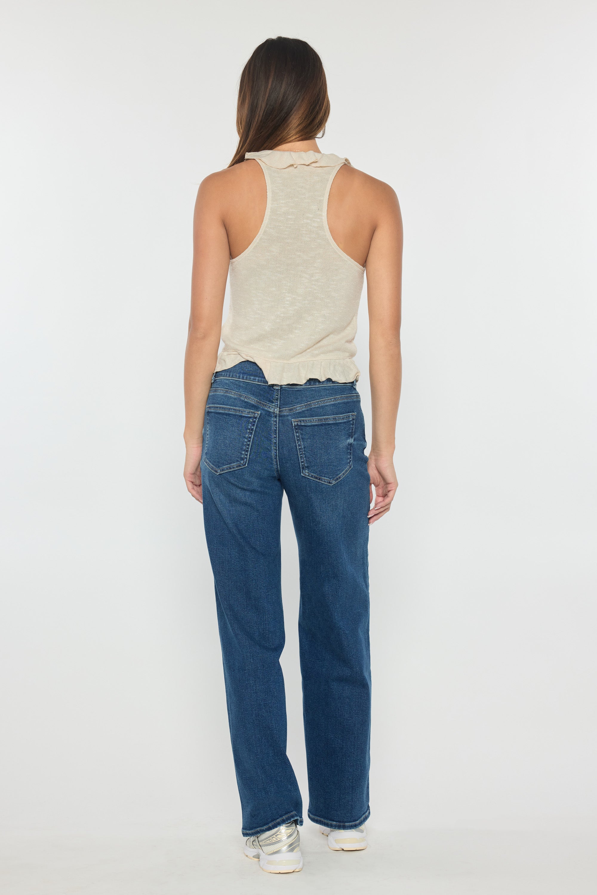 High Rise Two Button Wide Leg