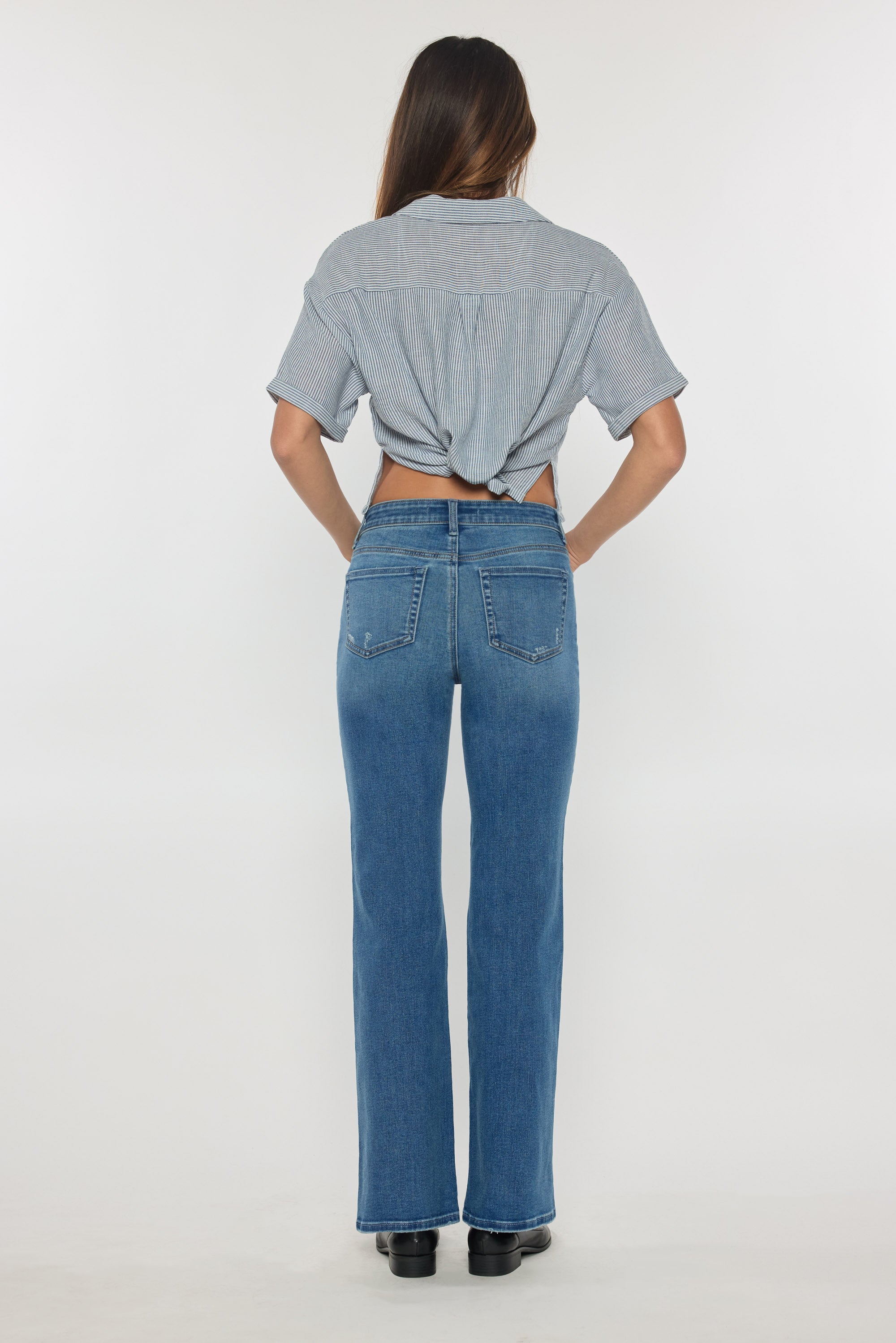 Puntada de 2 tonos con canesú trasero dividido Tobillo ajustado