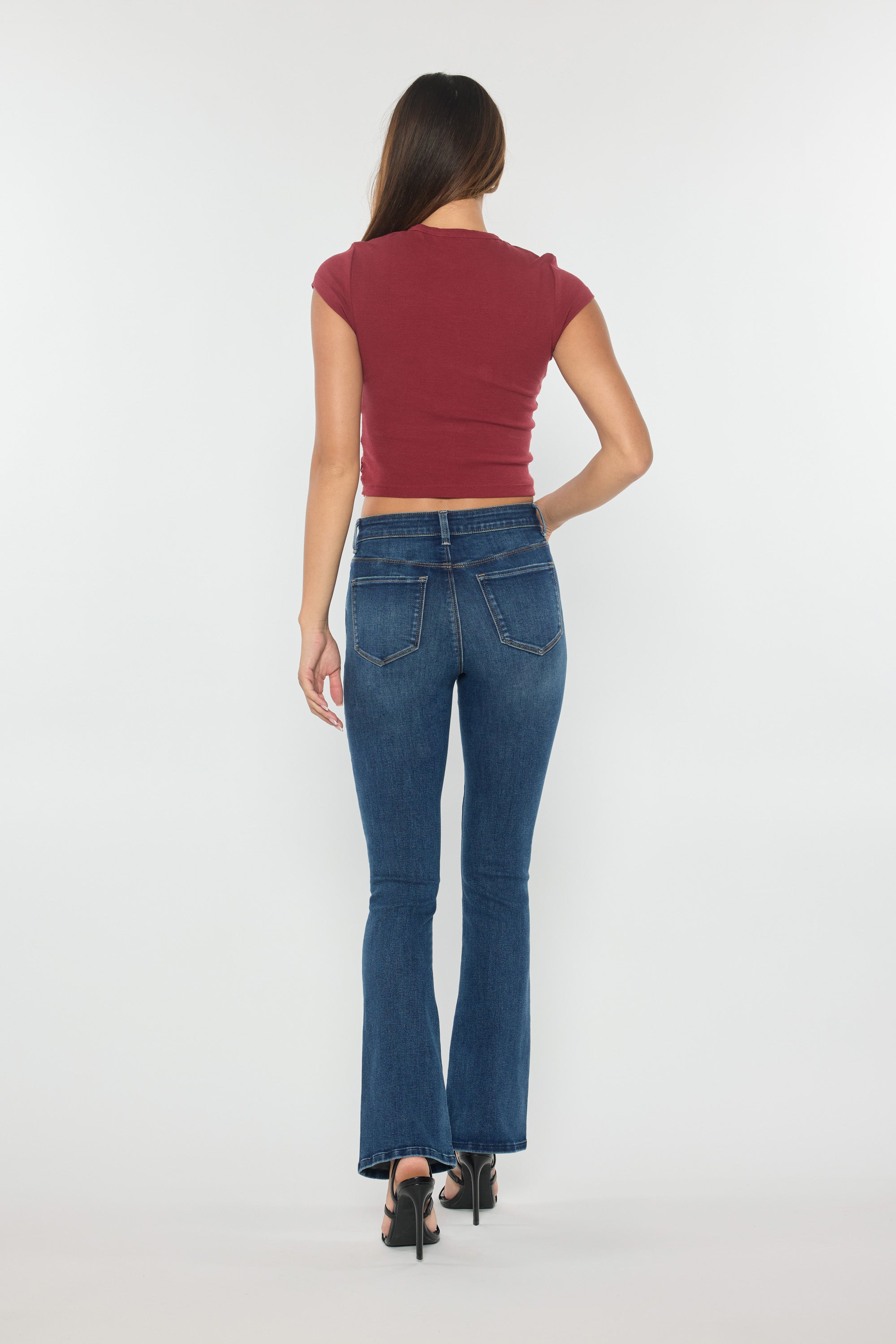 Puntada de 2 tonos con canesú trasero dividido Tobillo ajustado