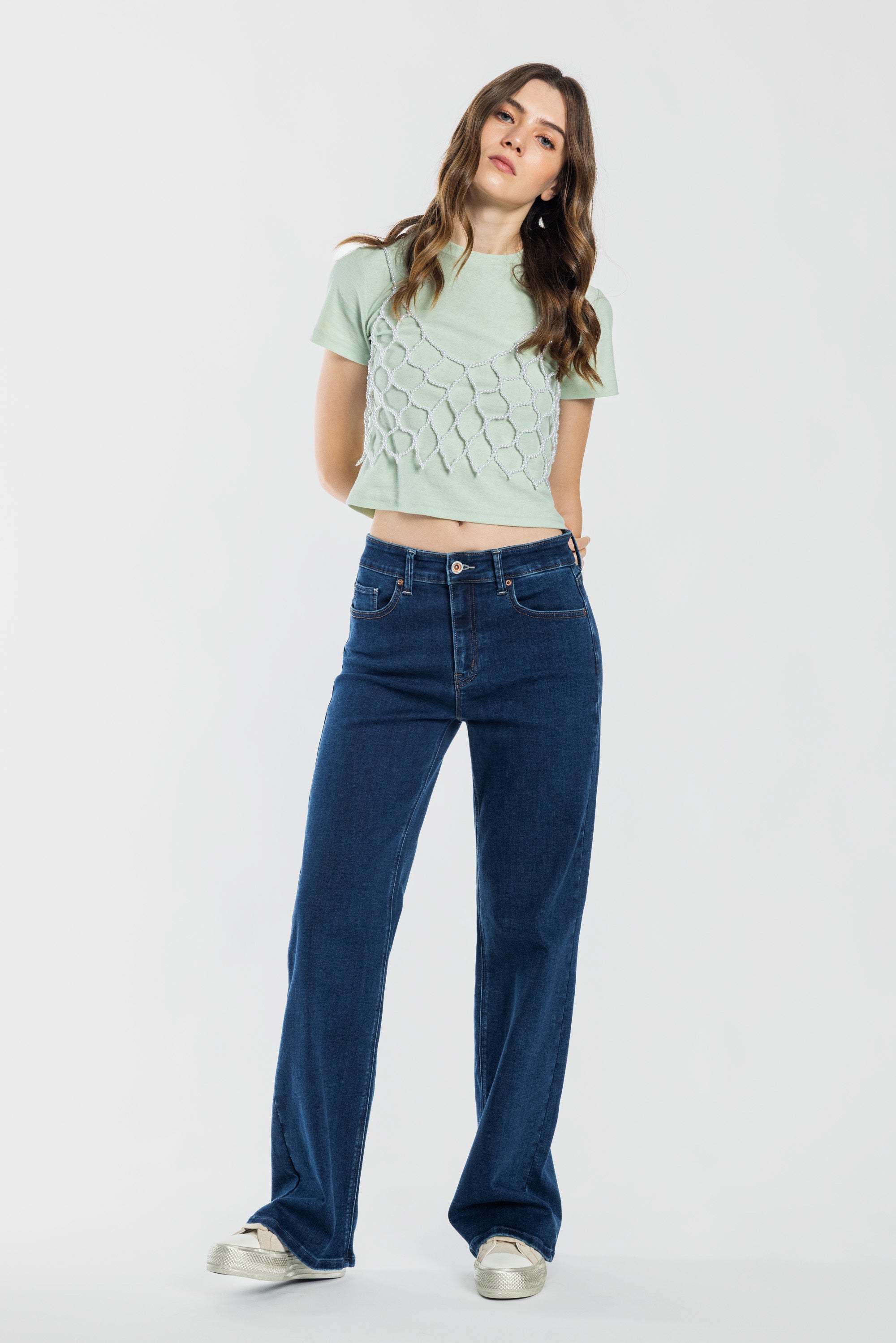 Puntada de 2 tonos con canesú trasero dividido Tobillo ajustado