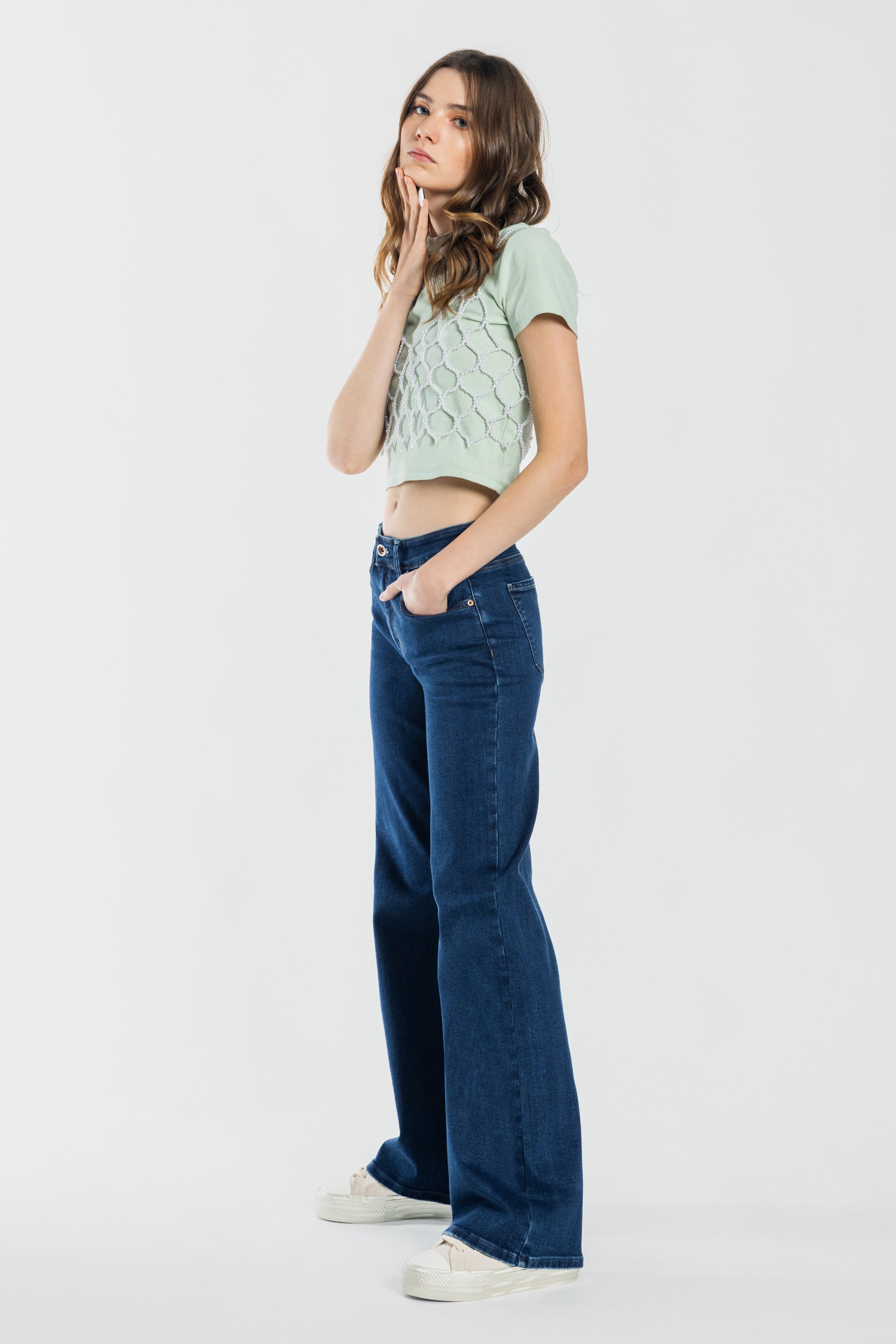 Puntada de 2 tonos con canesú trasero dividido Tobillo ajustado