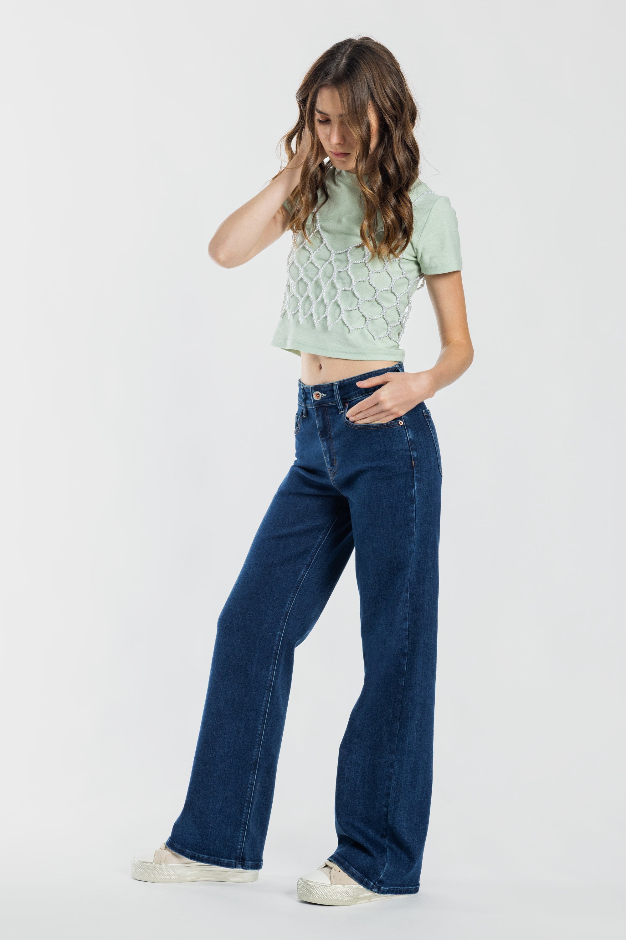 Puntada de 2 tonos con canesú trasero dividido Tobillo ajustado