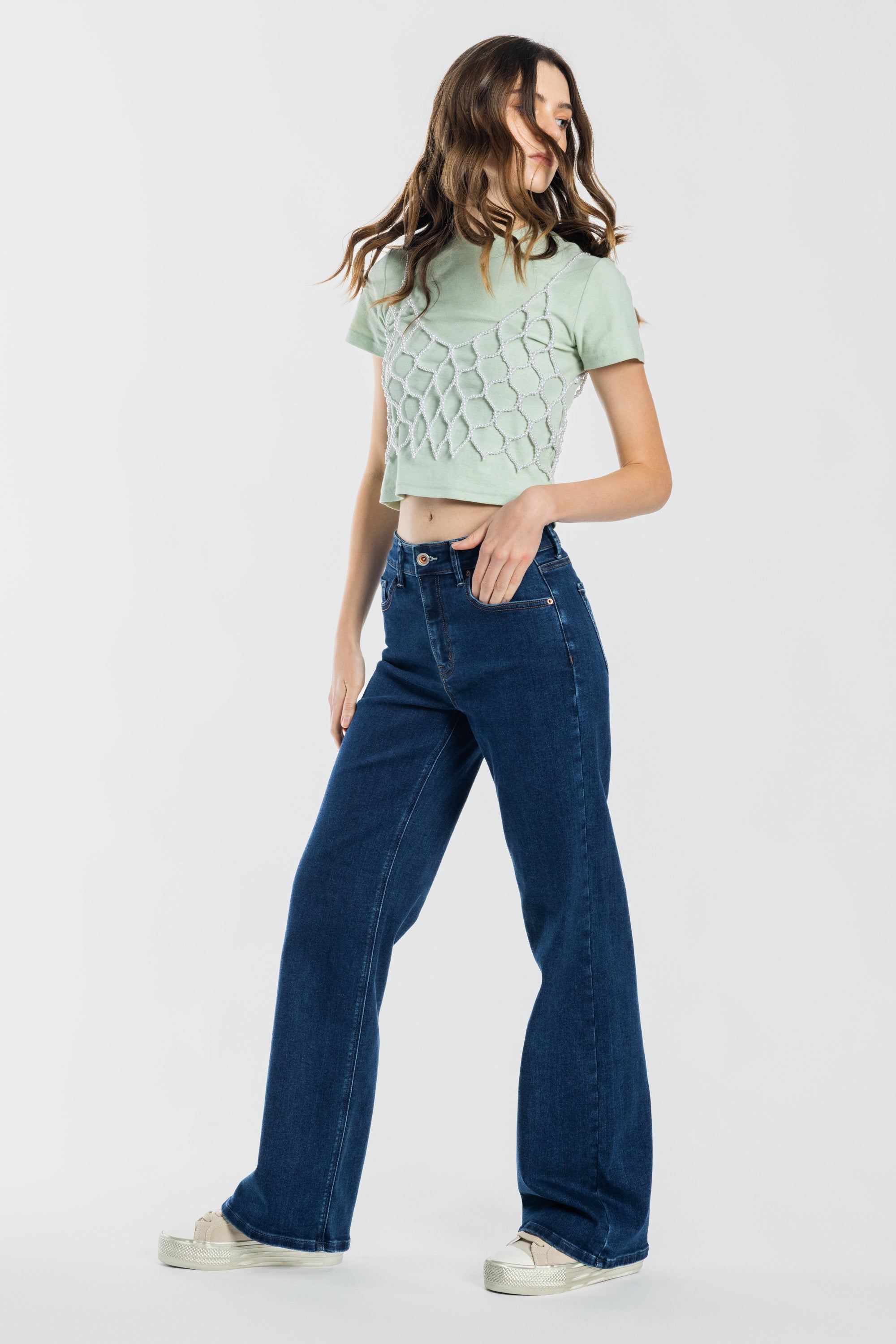 Puntada de 2 tonos con canesú trasero dividido Tobillo ajustado