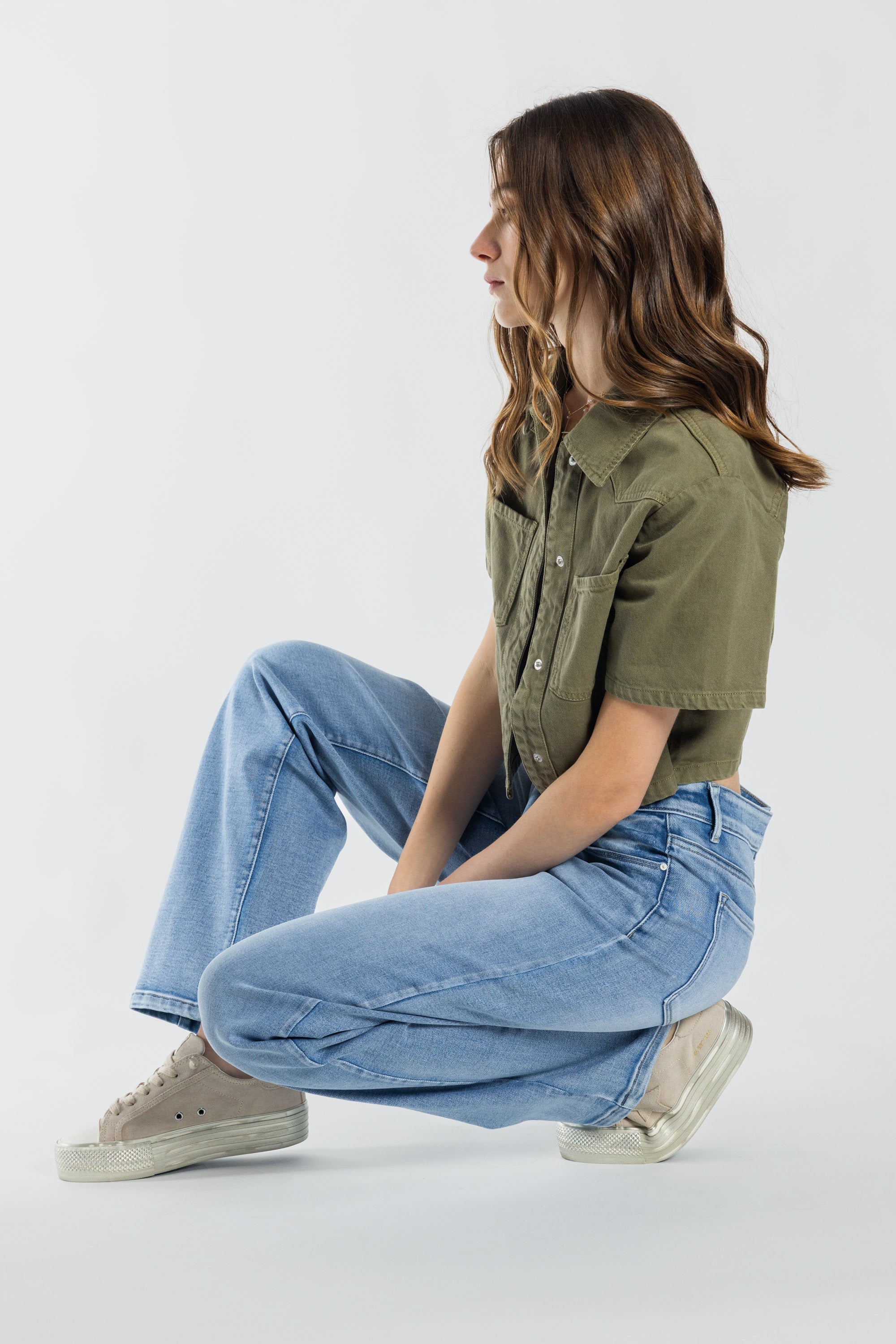 Mid Waist Loose Straight