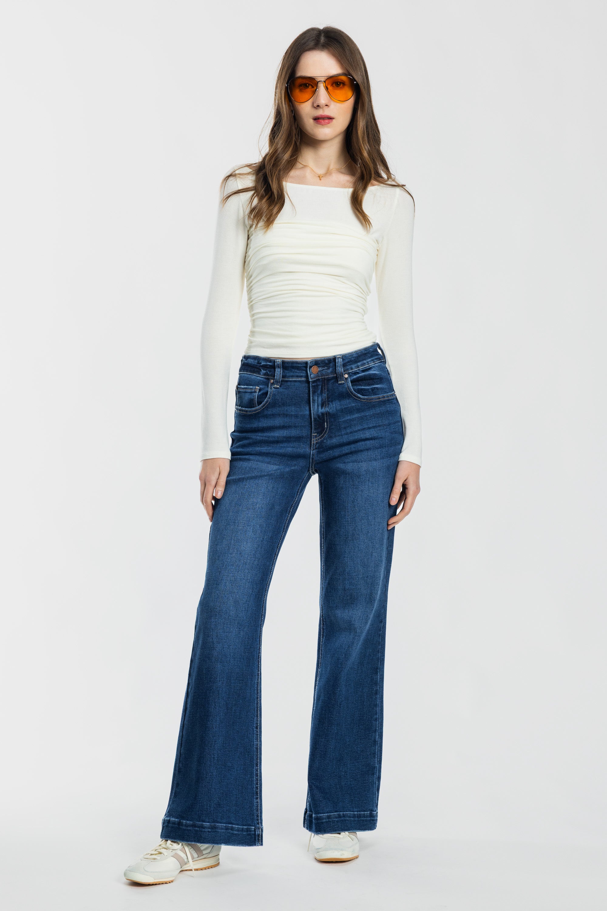 Puntada de 2 tonos con canesú trasero dividido Tobillo ajustado