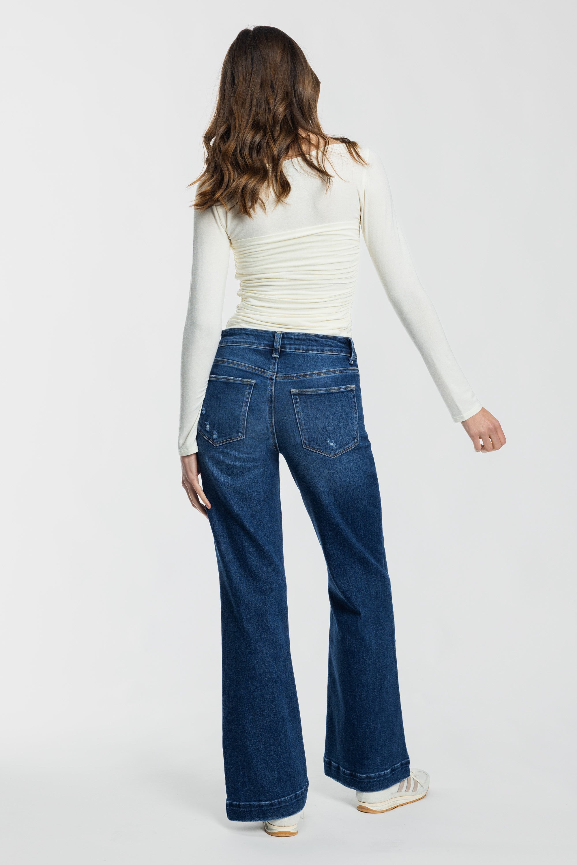 Puntada de 2 tonos con canesú trasero dividido Tobillo ajustado