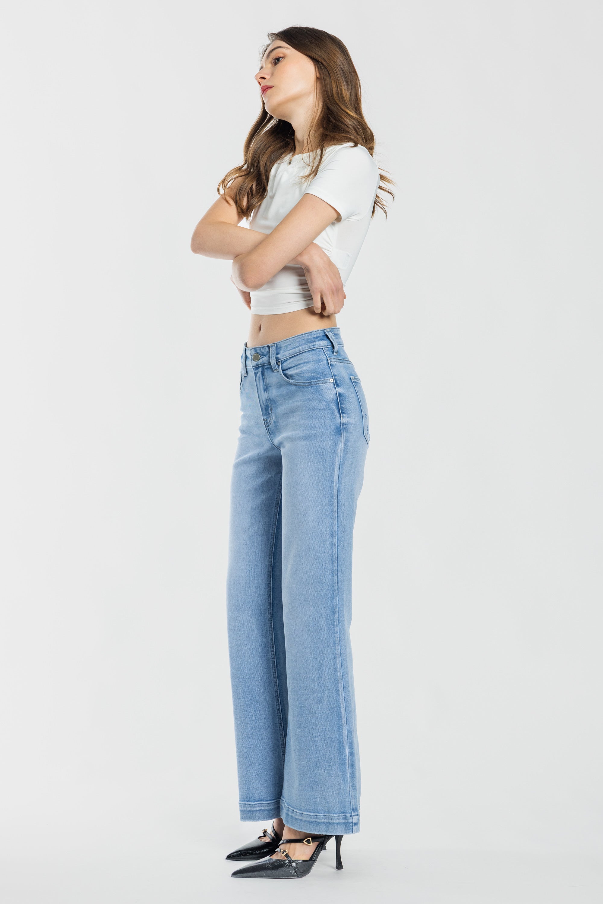 Puntada de 2 tonos con canesú trasero dividido Tobillo ajustado