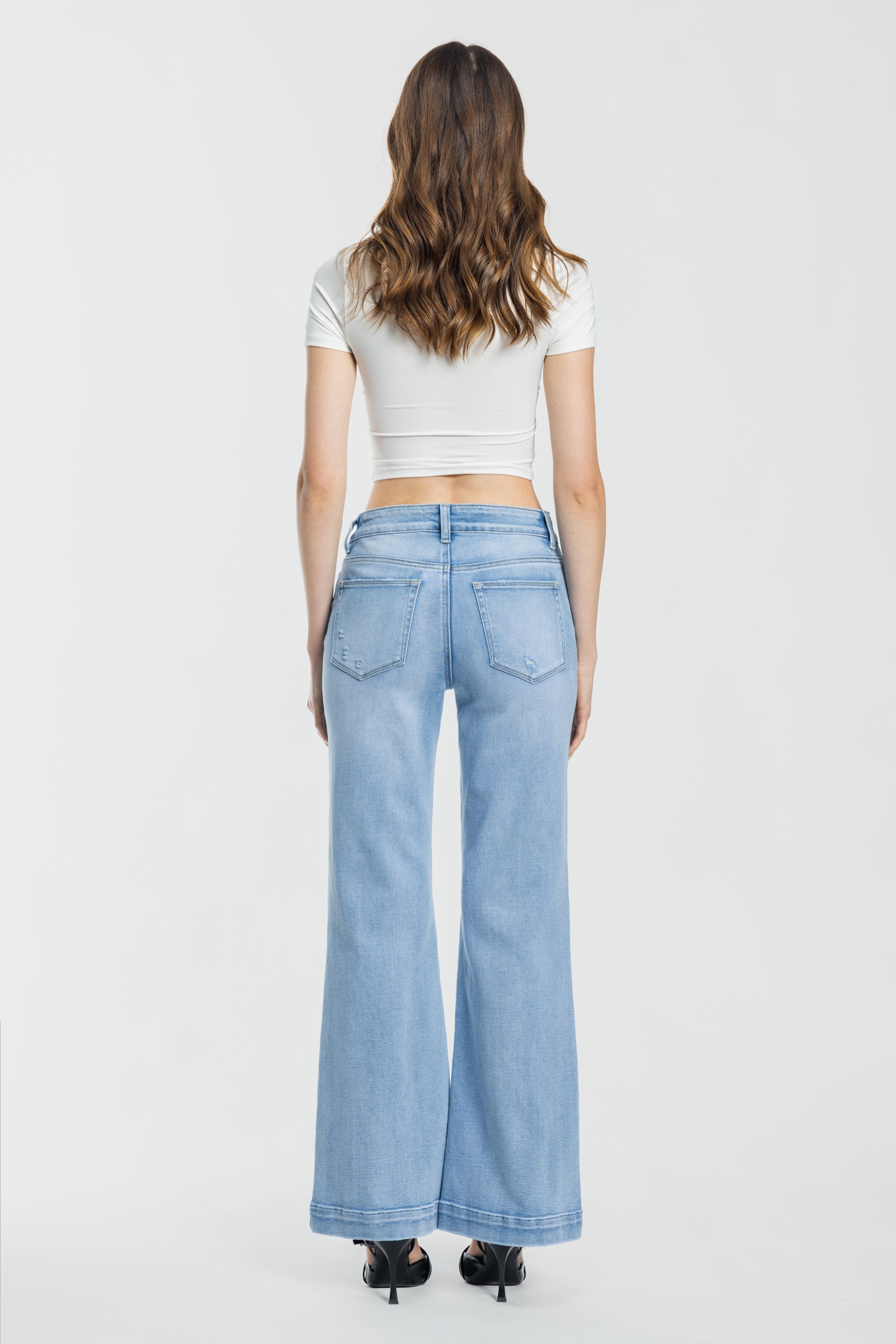 Puntada de 2 tonos con canesú trasero dividido Tobillo ajustado