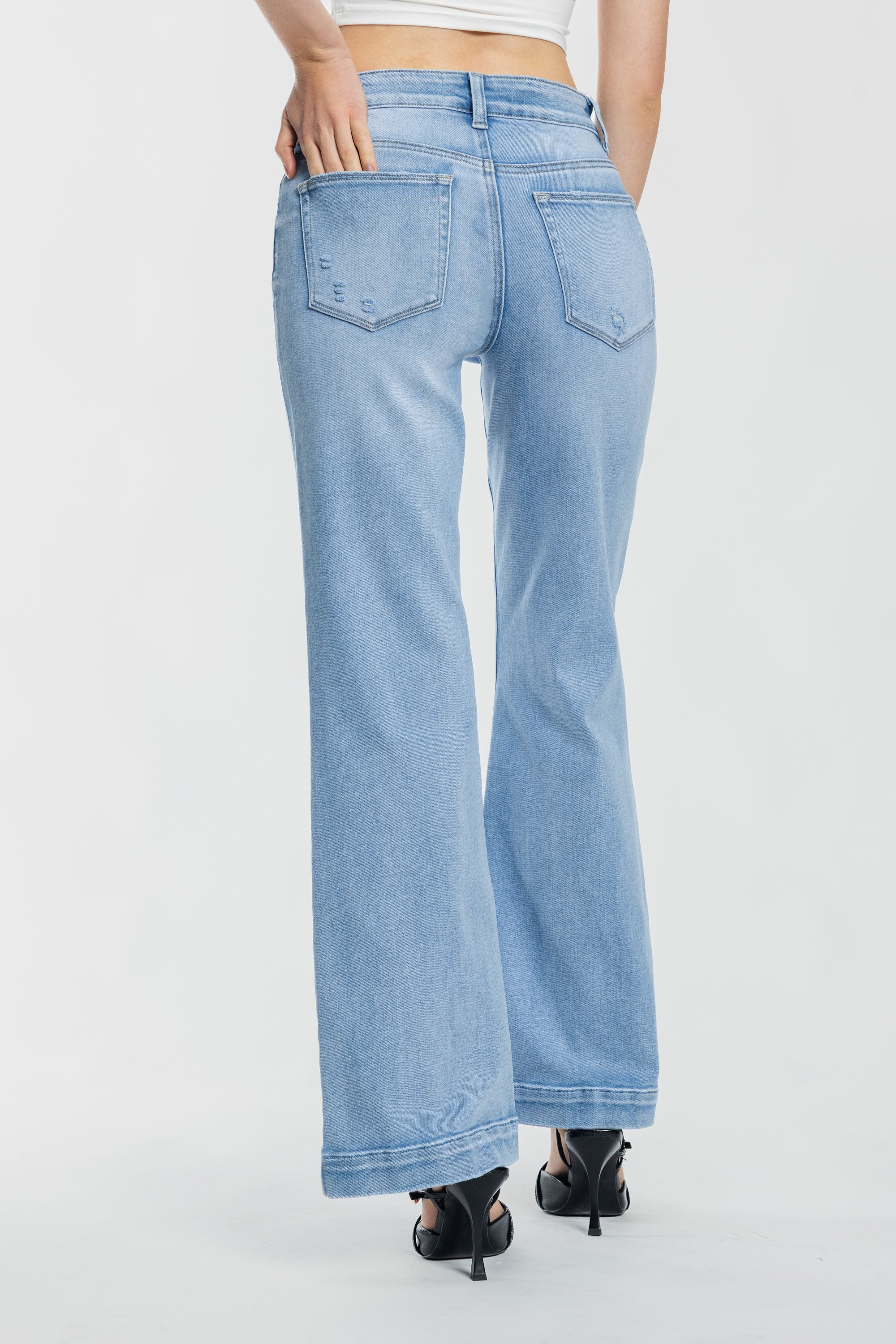 Puntada de 2 tonos con canesú trasero dividido Tobillo ajustado