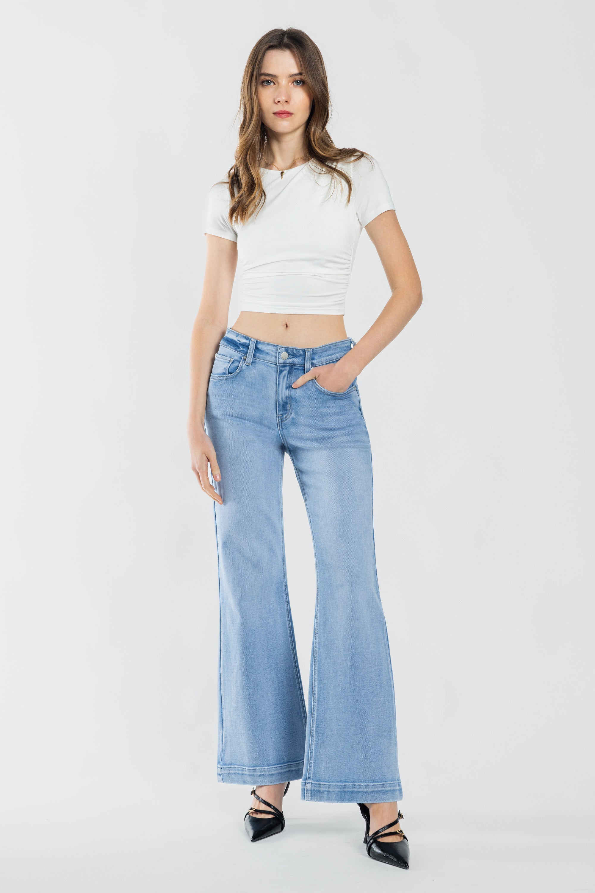 Puntada de 2 tonos con canesú trasero dividido Tobillo ajustado