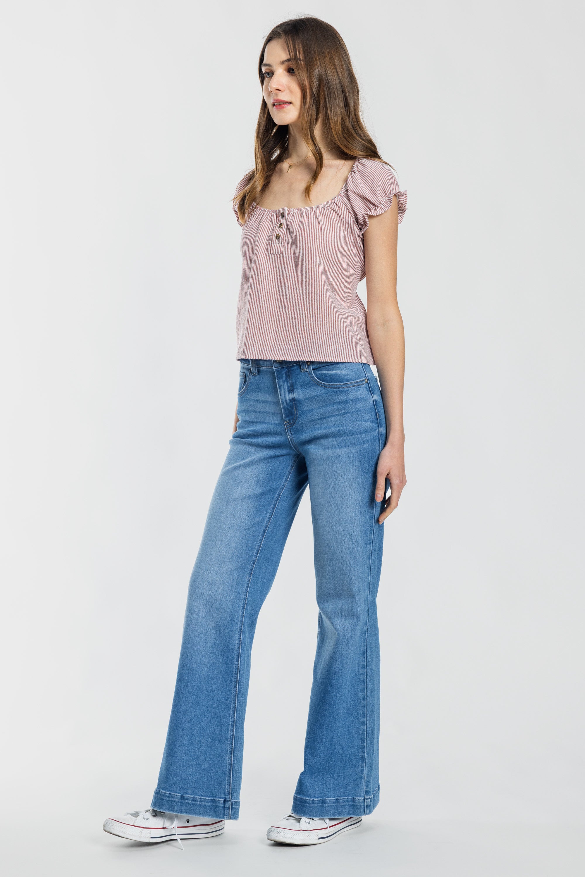 Puntada de 2 tonos con canesú trasero dividido Tobillo ajustado