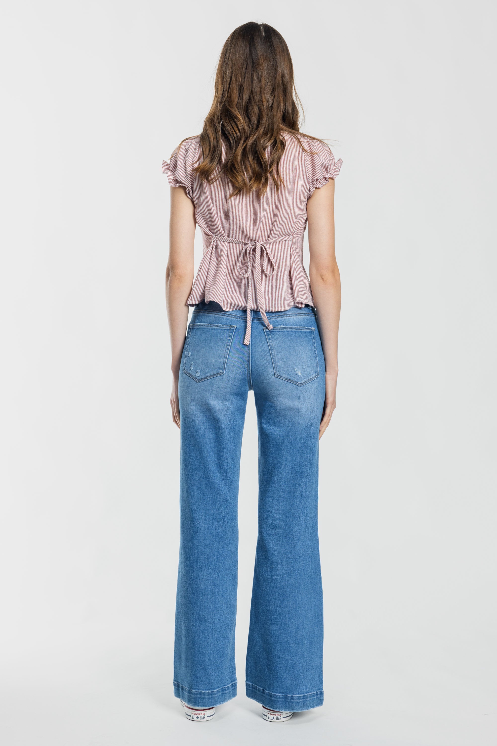 Puntada de 2 tonos con canesú trasero dividido Tobillo ajustado