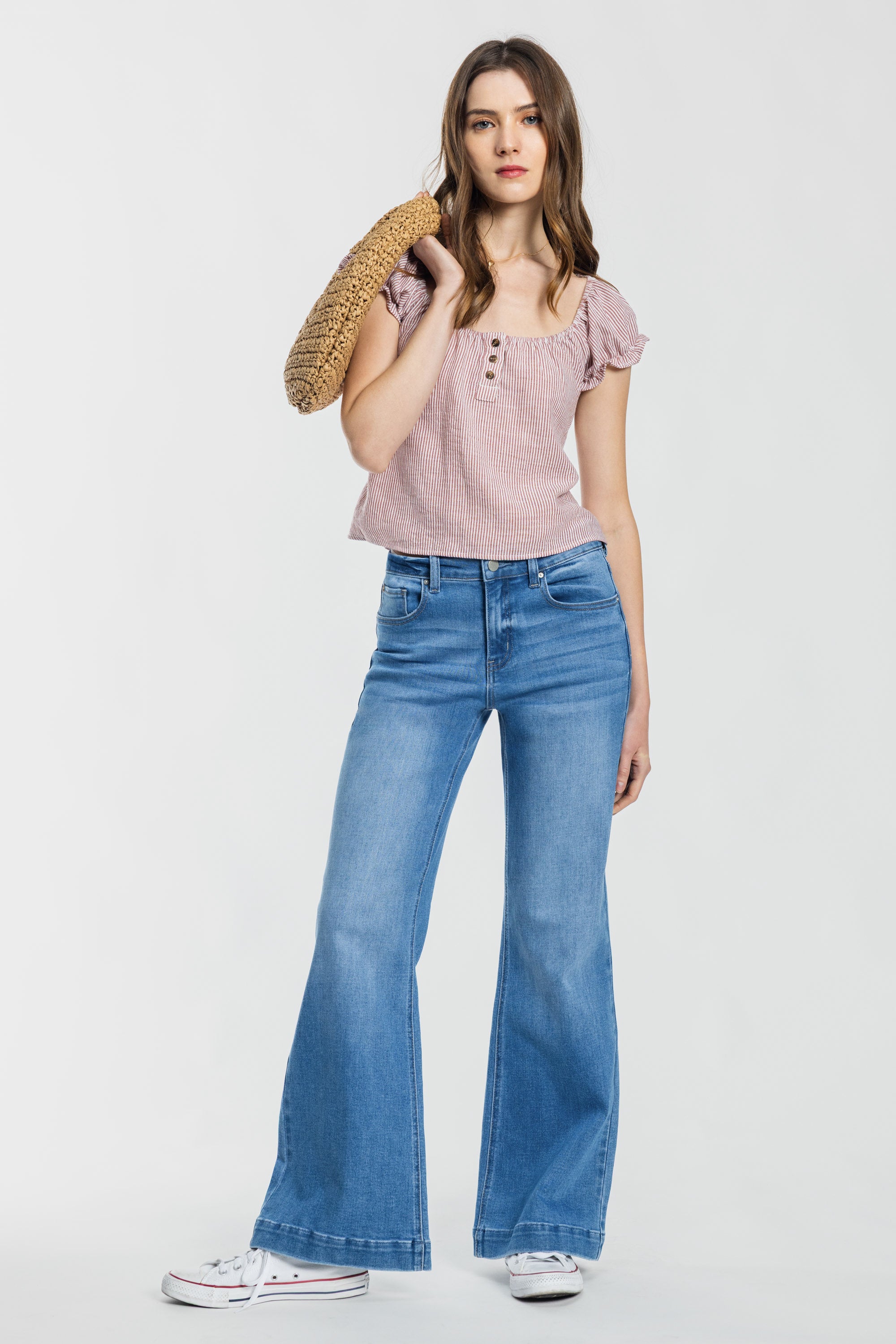 Puntada de 2 tonos con canesú trasero dividido Tobillo ajustado