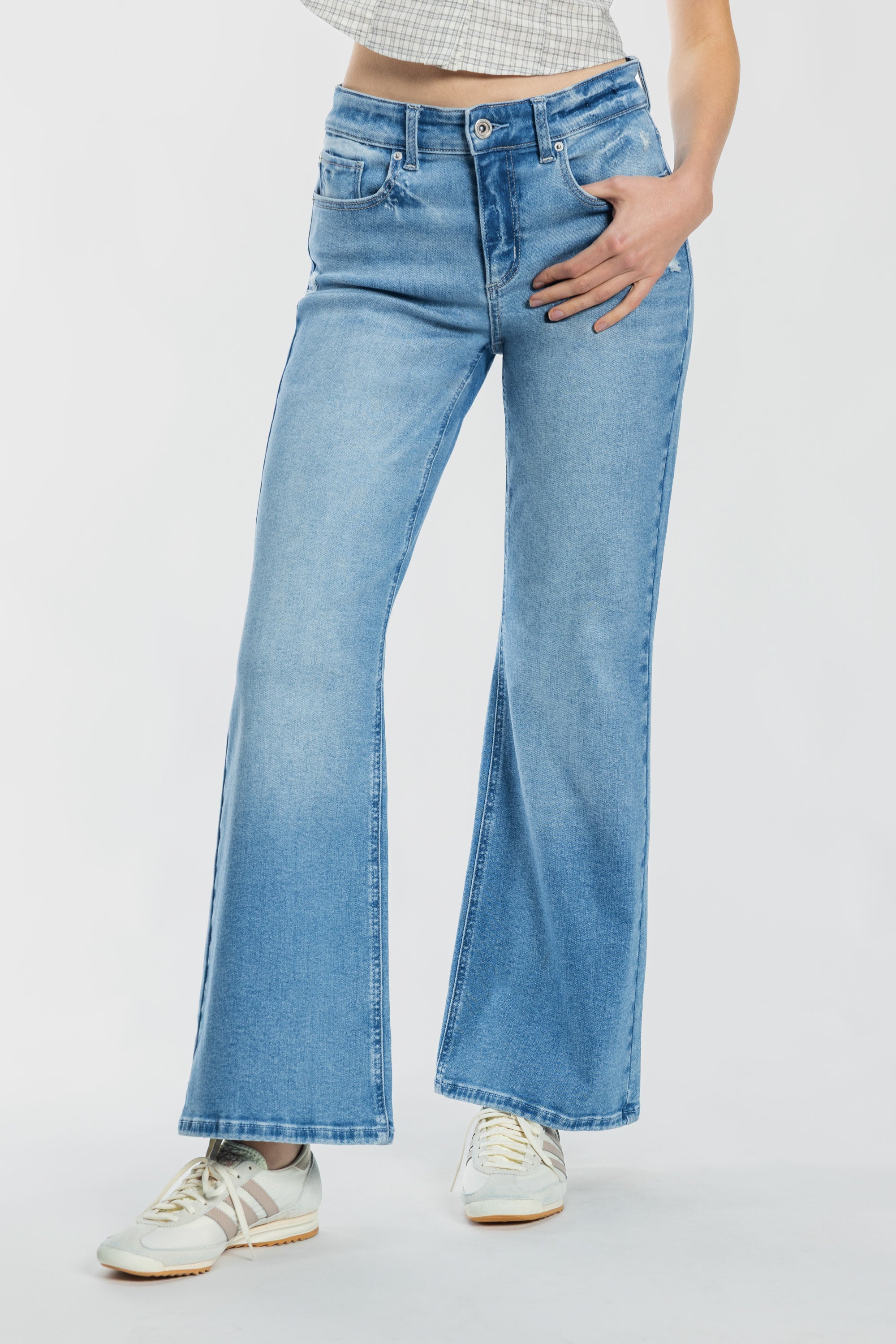 High Rise Destructed Wide Leg