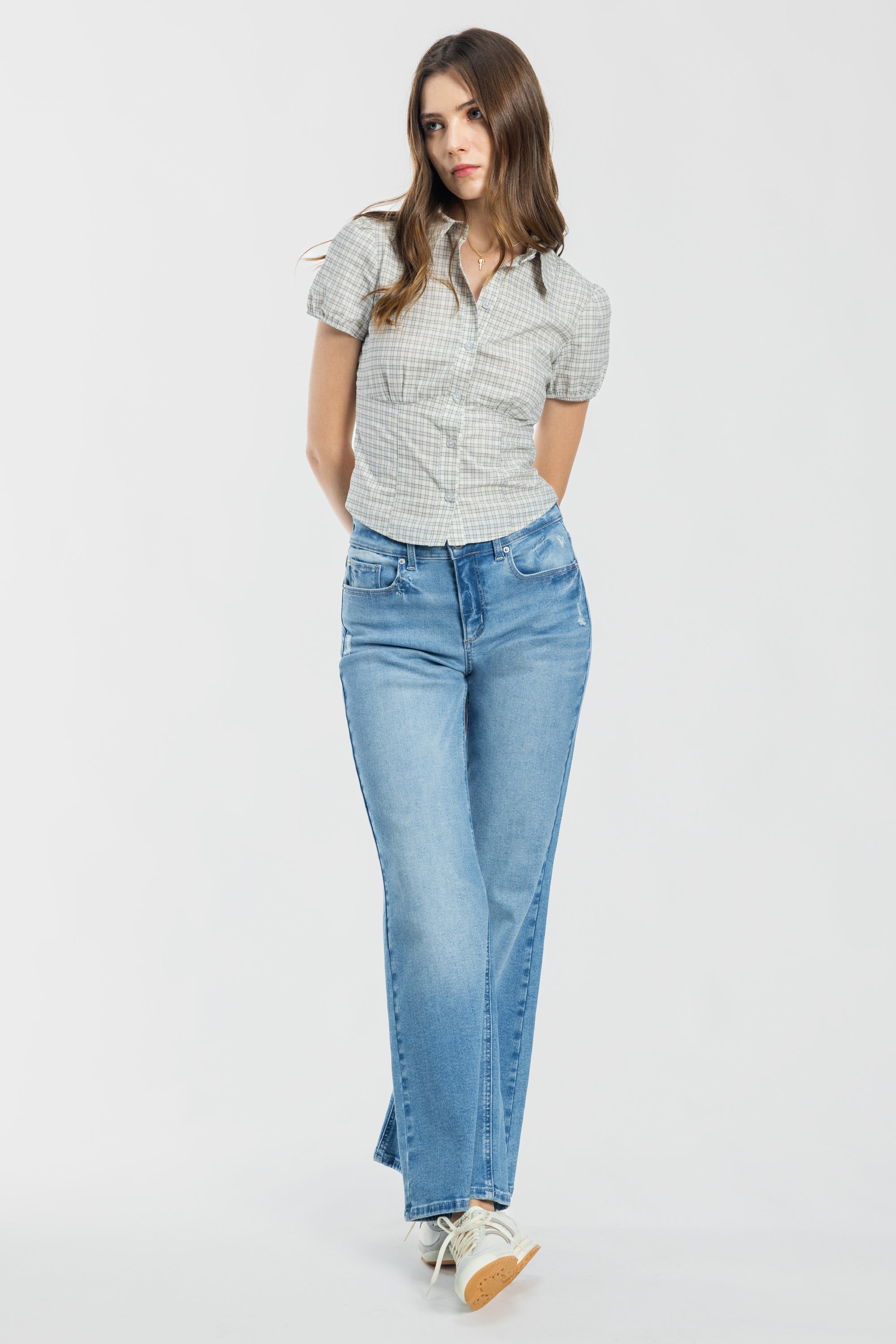 High Rise Destructed Wide Leg