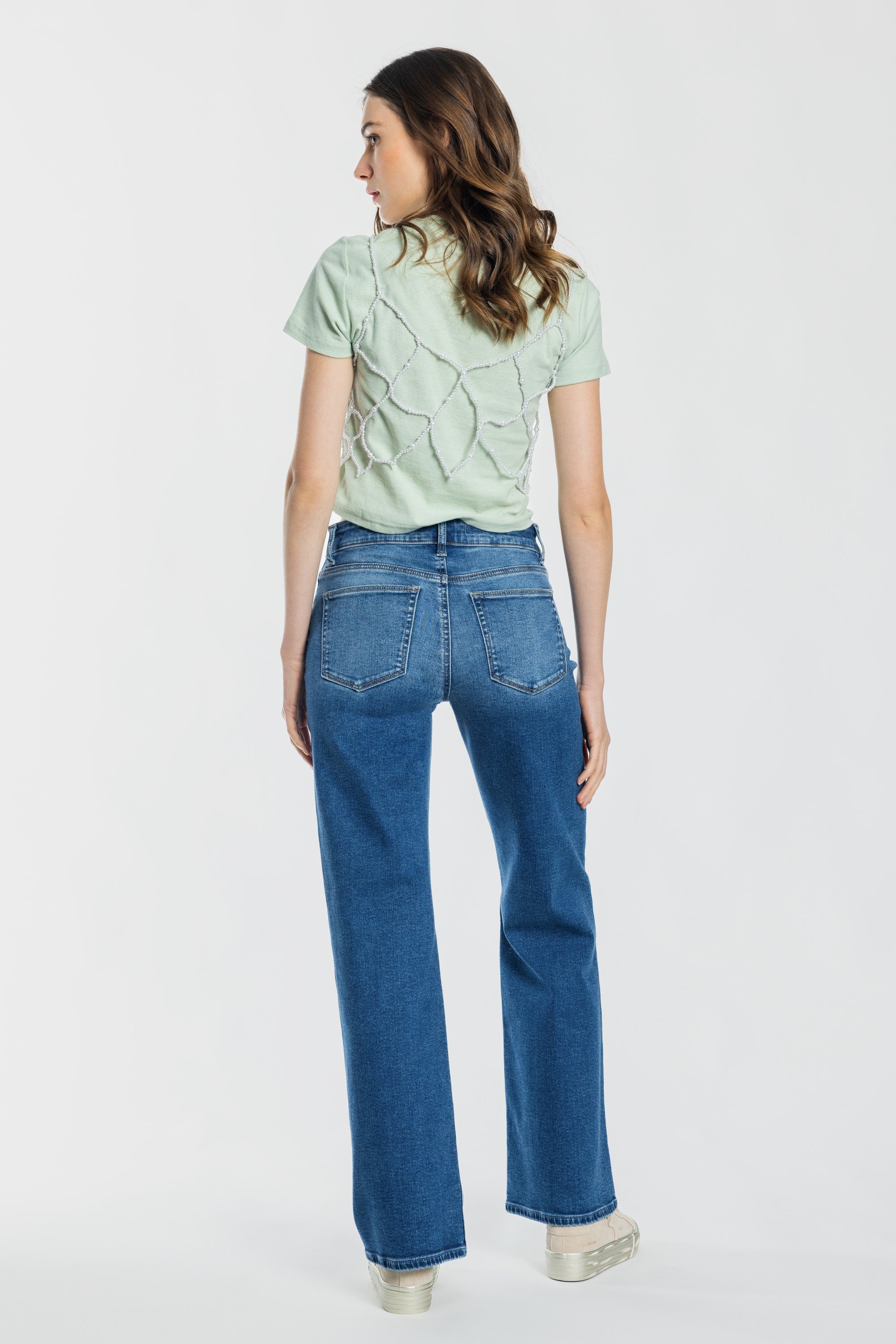 High Rise Destructed Wide Leg