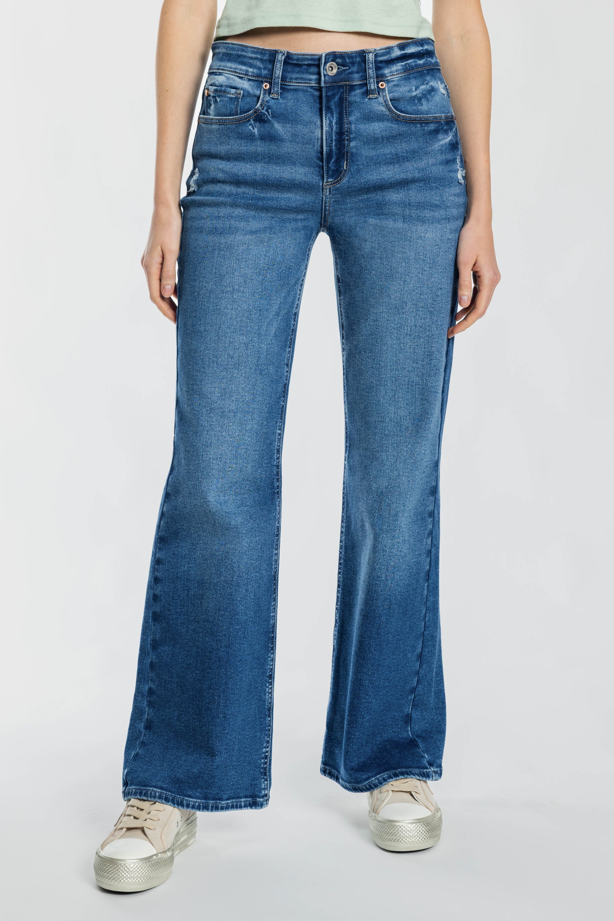 High Rise Destructed Wide Leg