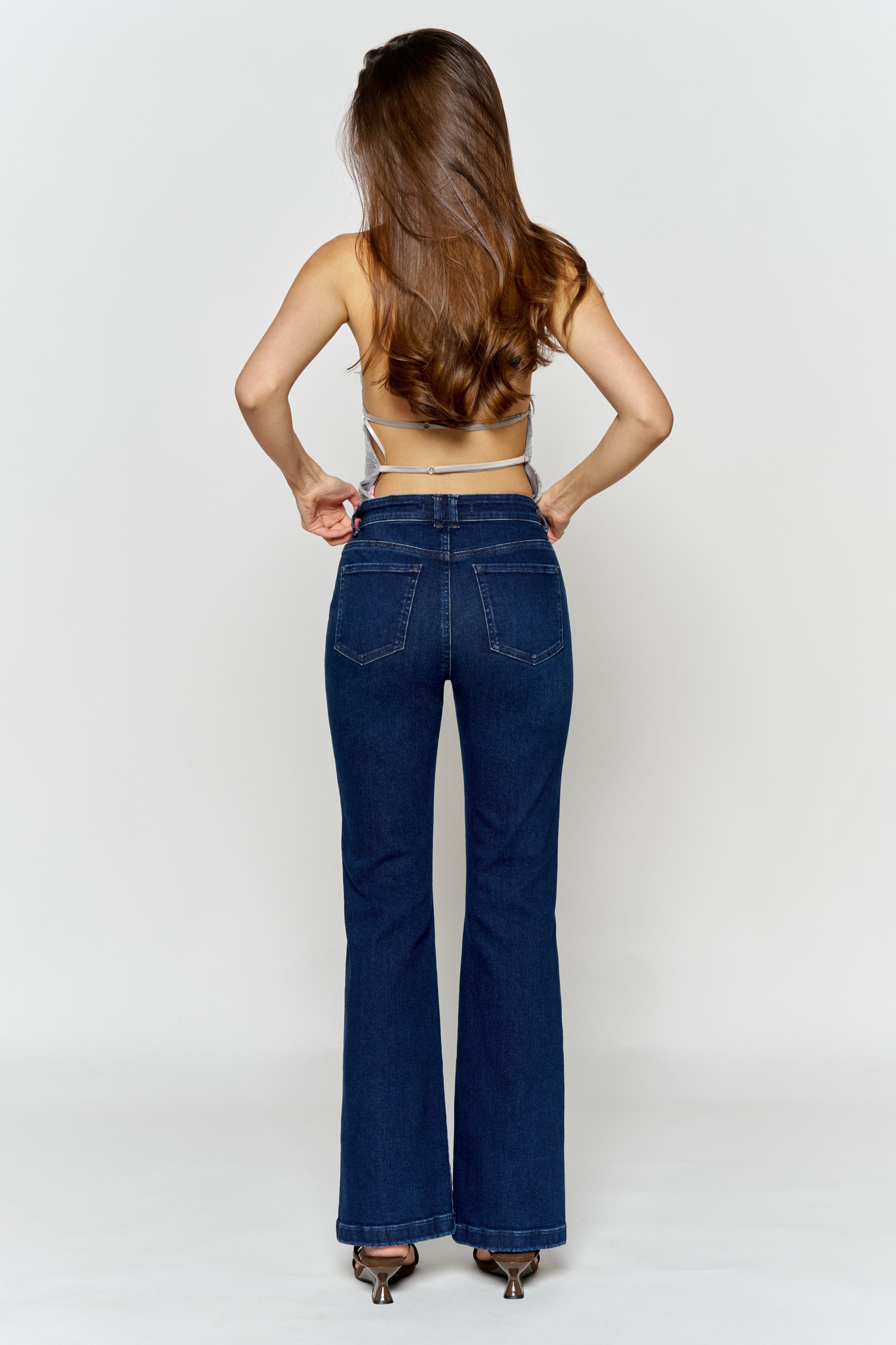 High Rise Trouser Pocket Baby Wide Leg Jeans