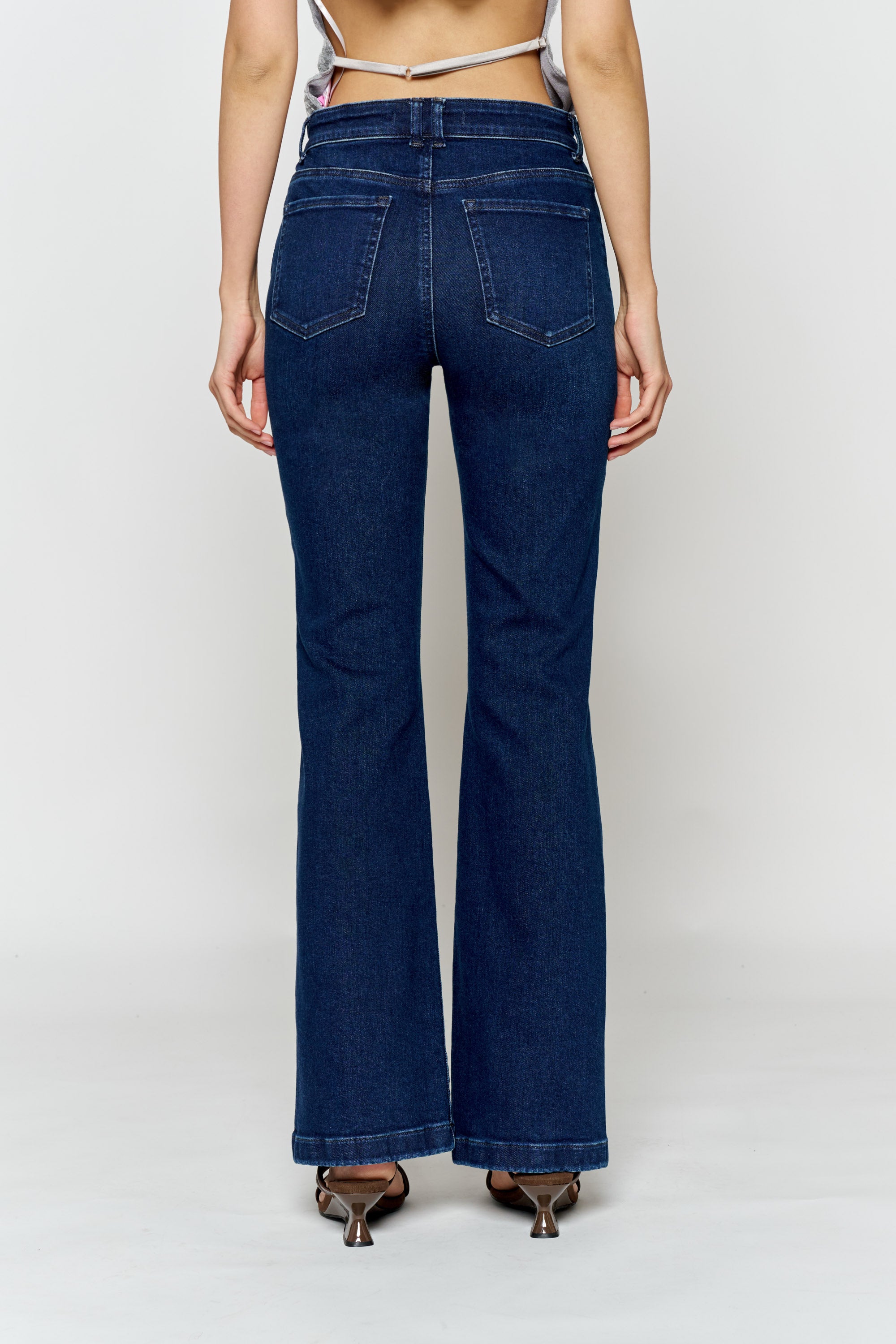 High Rise Trouser Pocket Baby Wide Leg Jeans