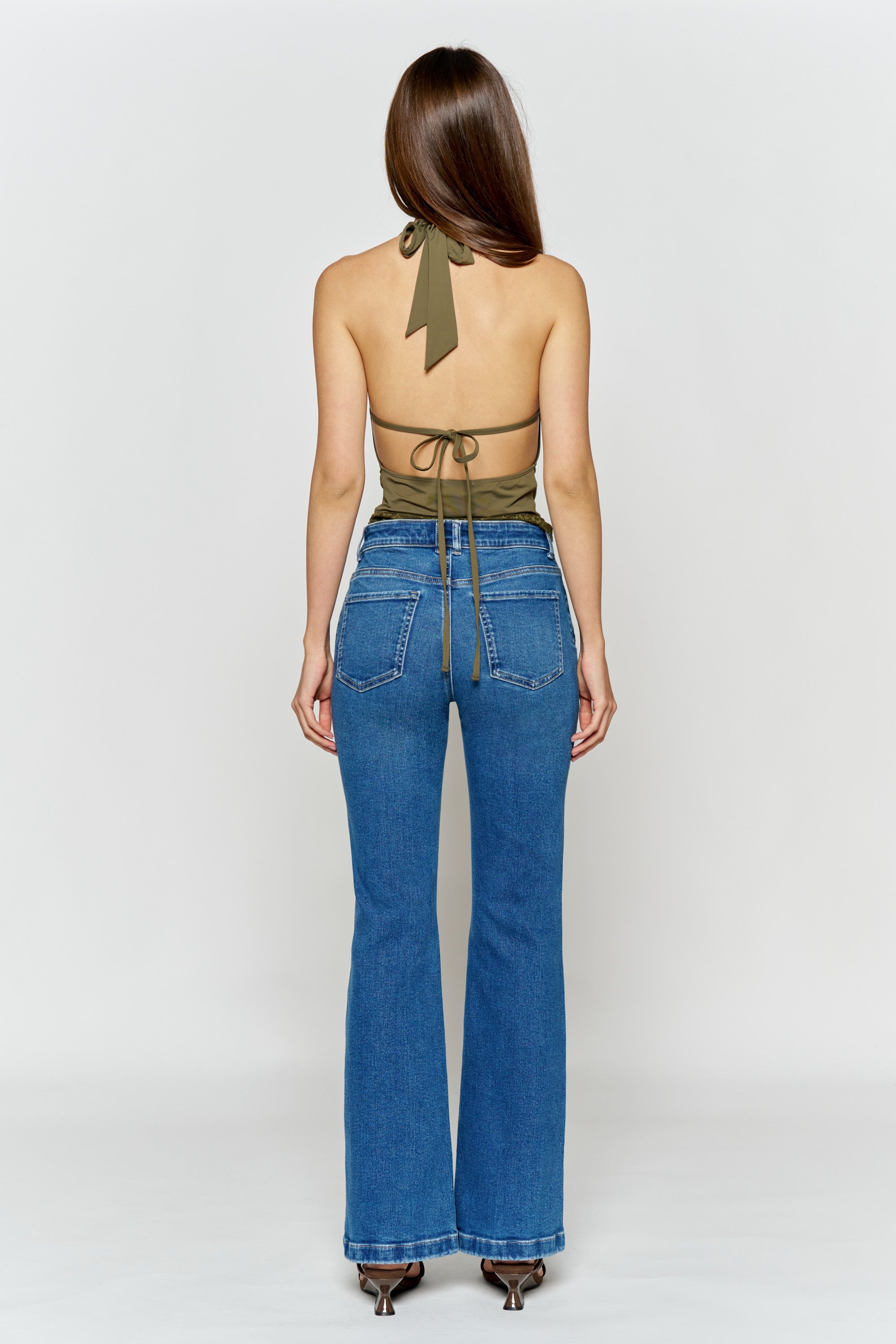 High Rise Trouser Pocket Baby Wide Leg Jeans