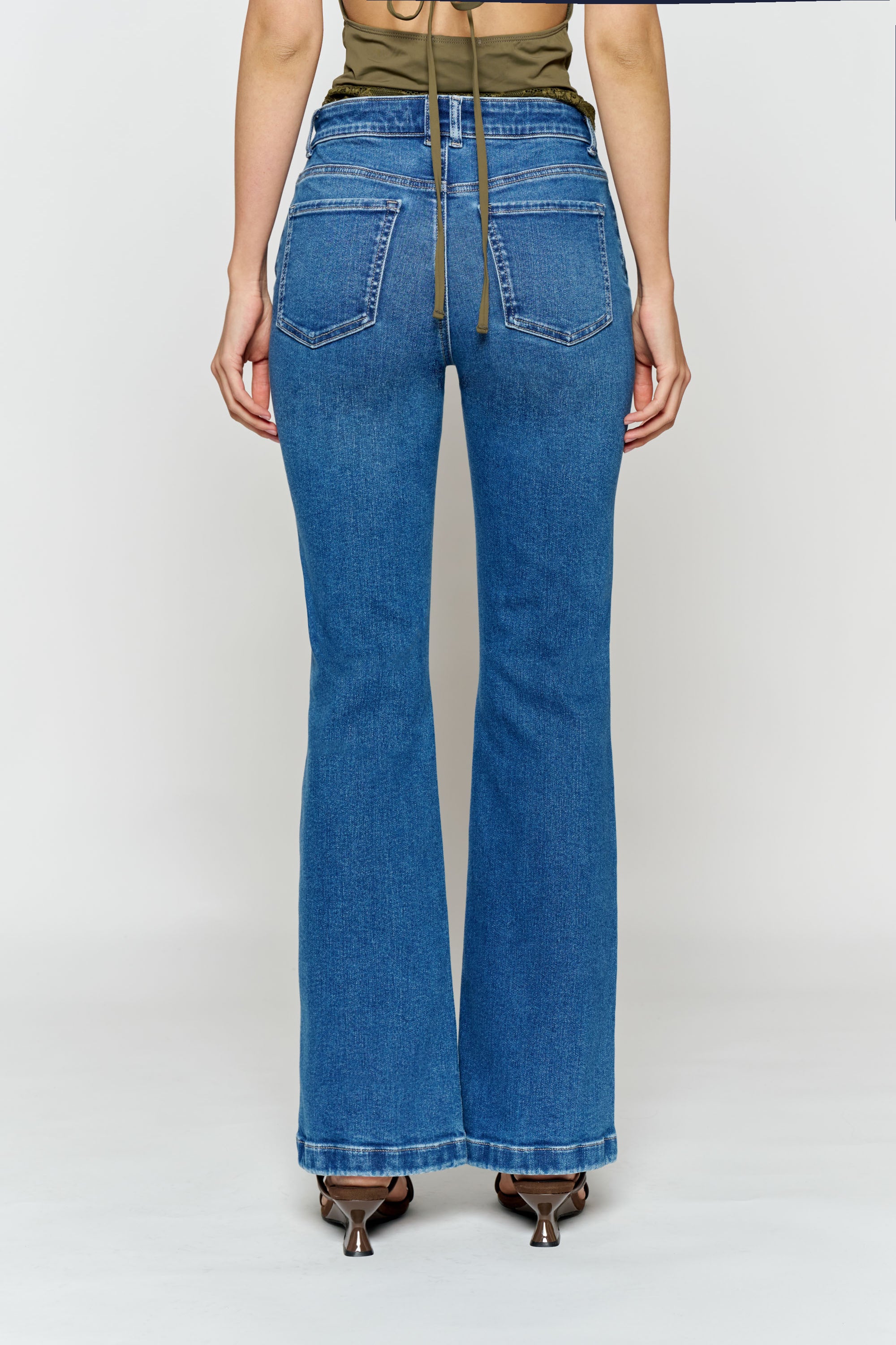 High Rise Trouser Pocket Baby Wide Leg Jeans