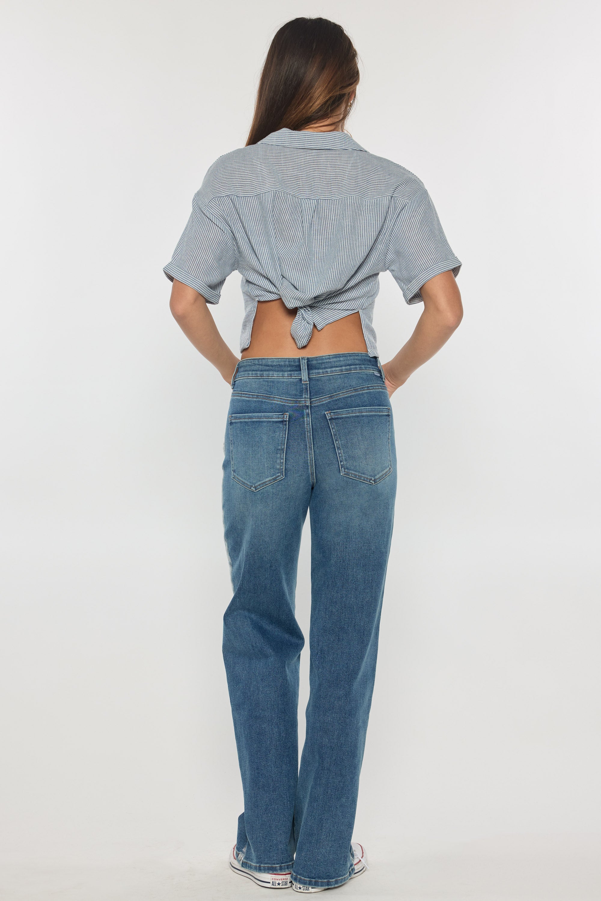 High Rise Relaxed Straight with Side Silver Foil