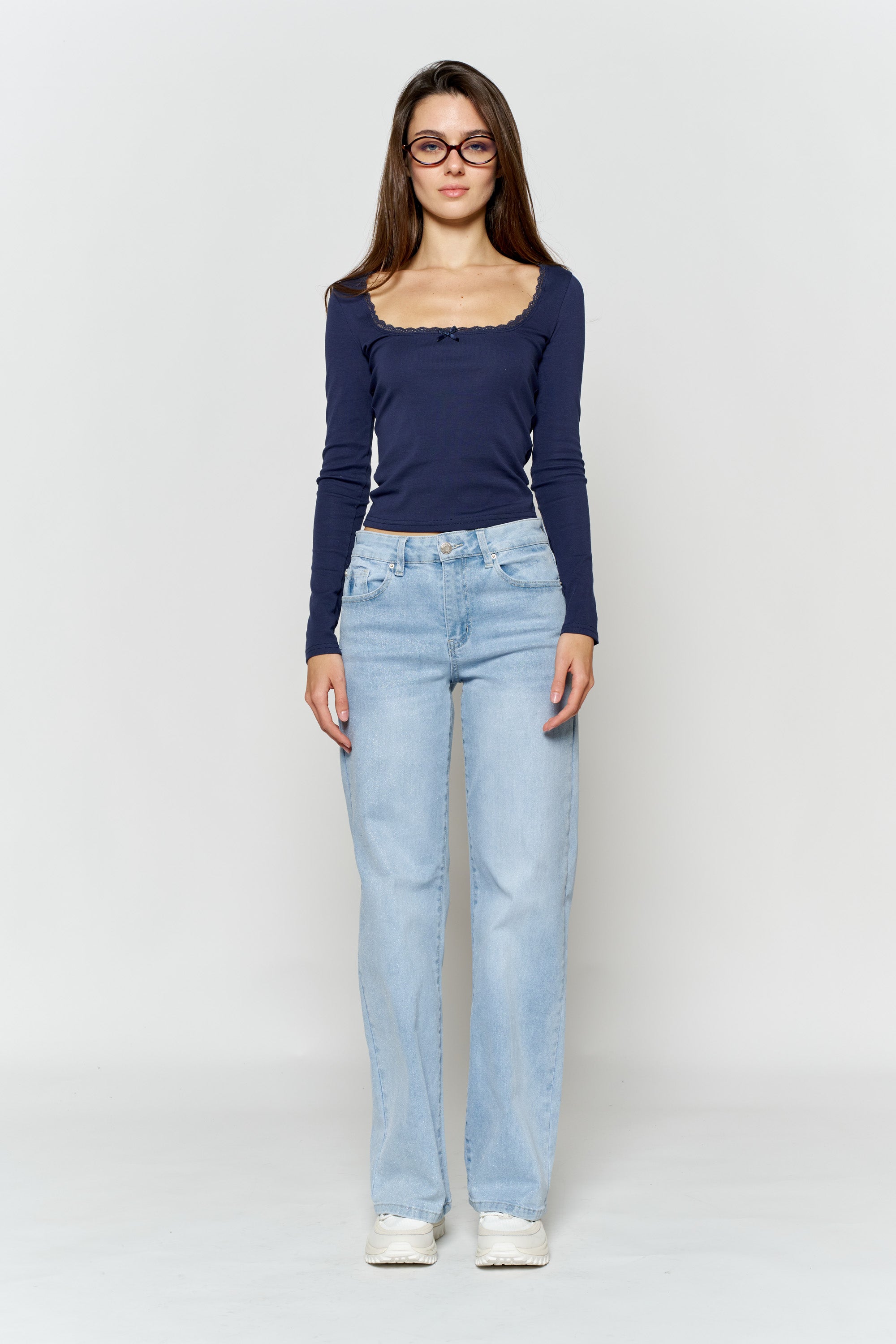 High Rise Wide with Silver Glitter Effect LIGHT